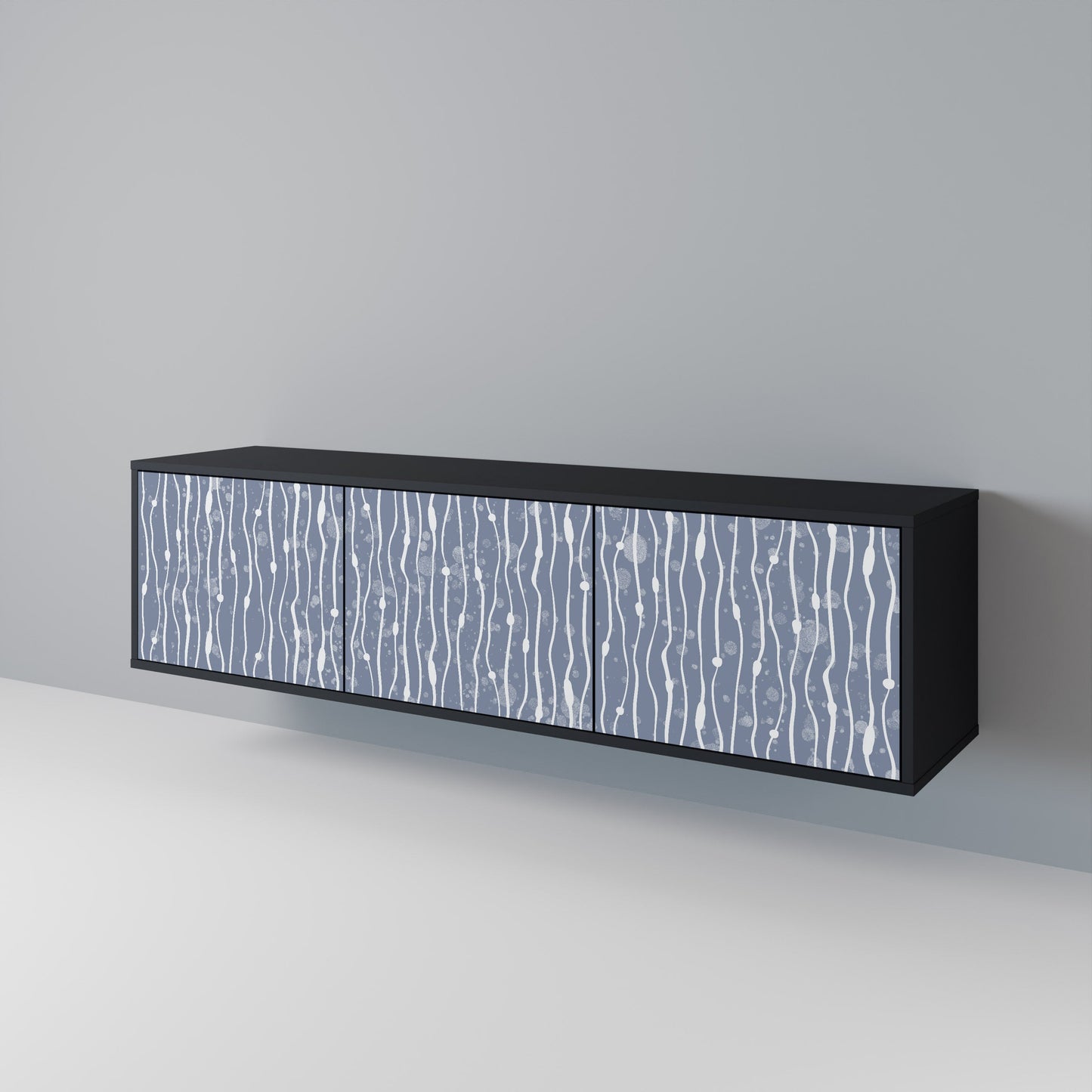 GRAPHITE RAIN 3-dörrars TV-bänk i svart finish