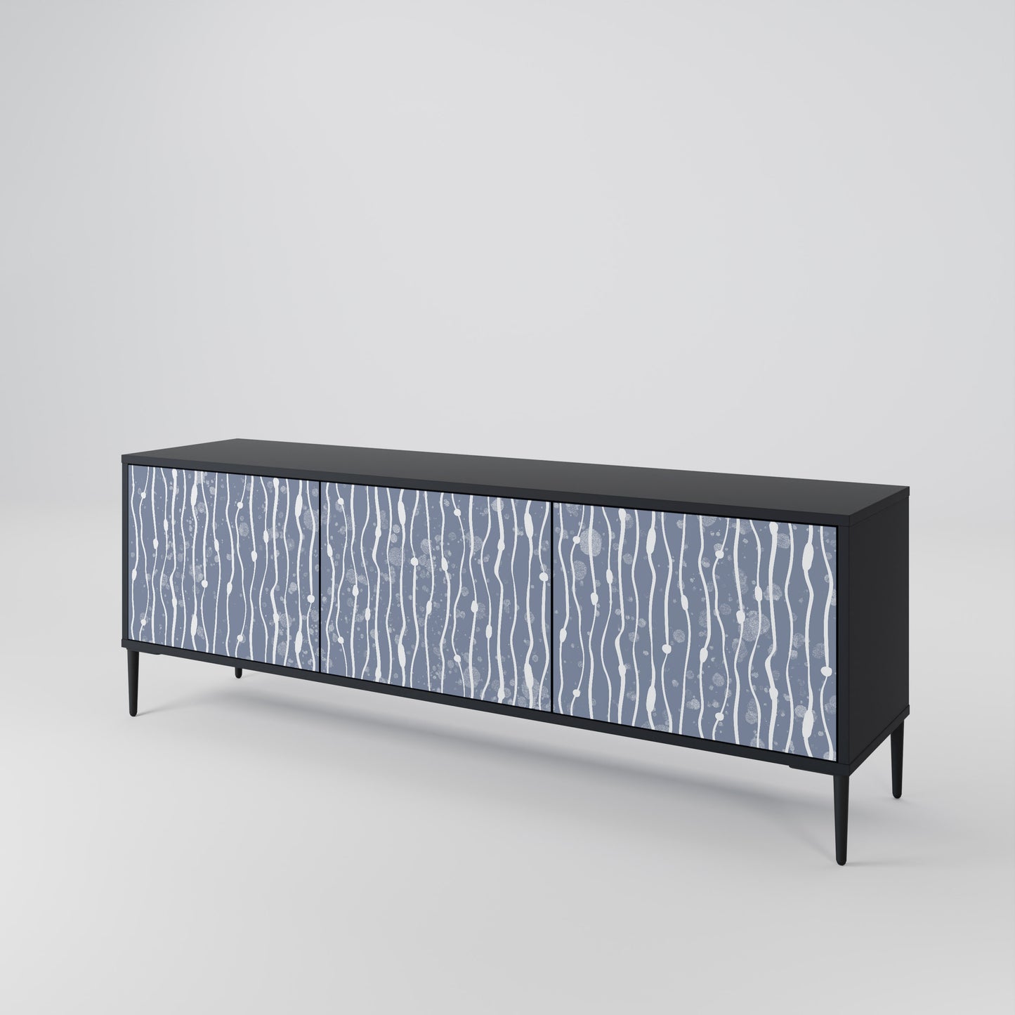 GRAPHITE RAIN 3-dörrars TV-bänk i svart finish