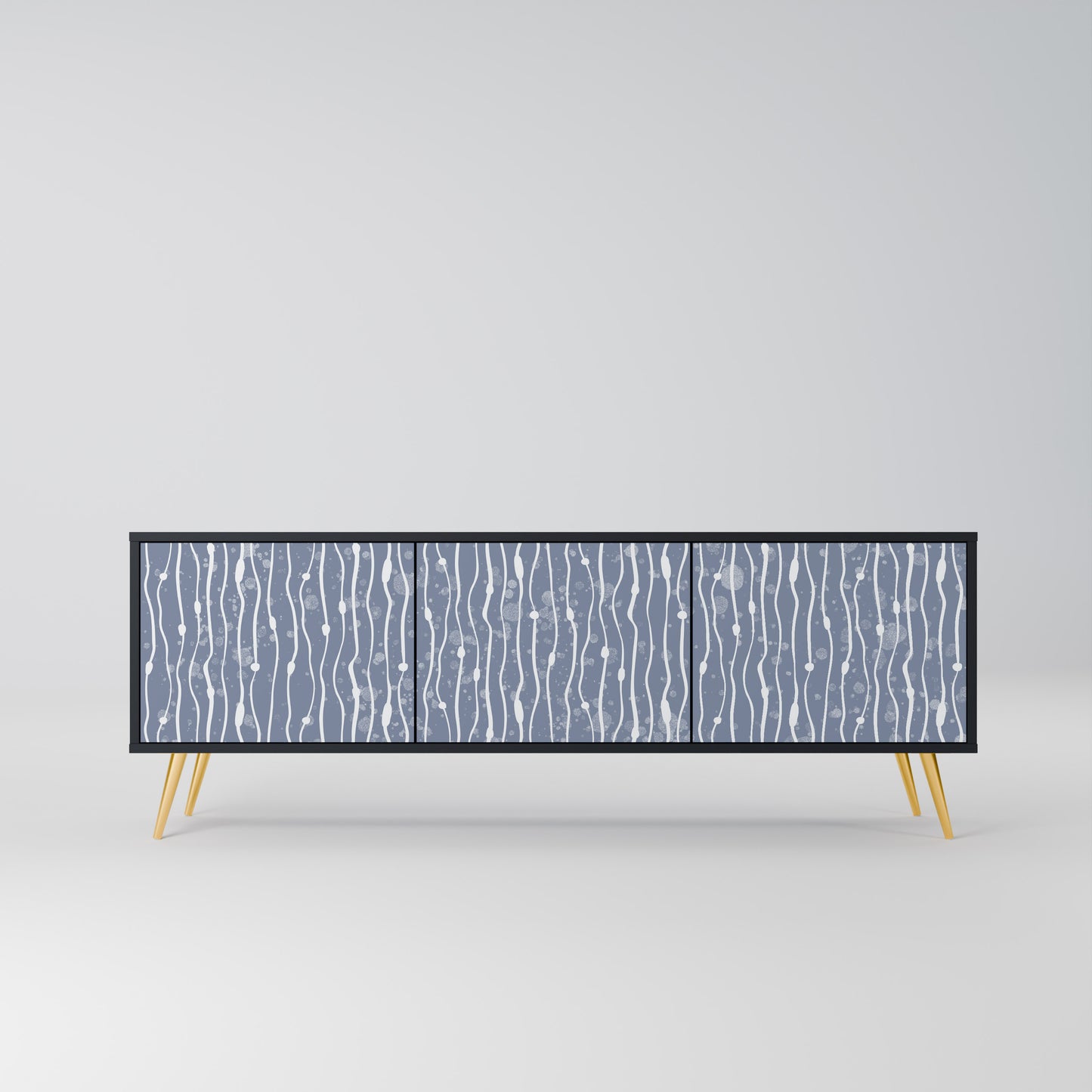 GRAPHITE RAIN 3-dörrars TV-bänk i svart finish