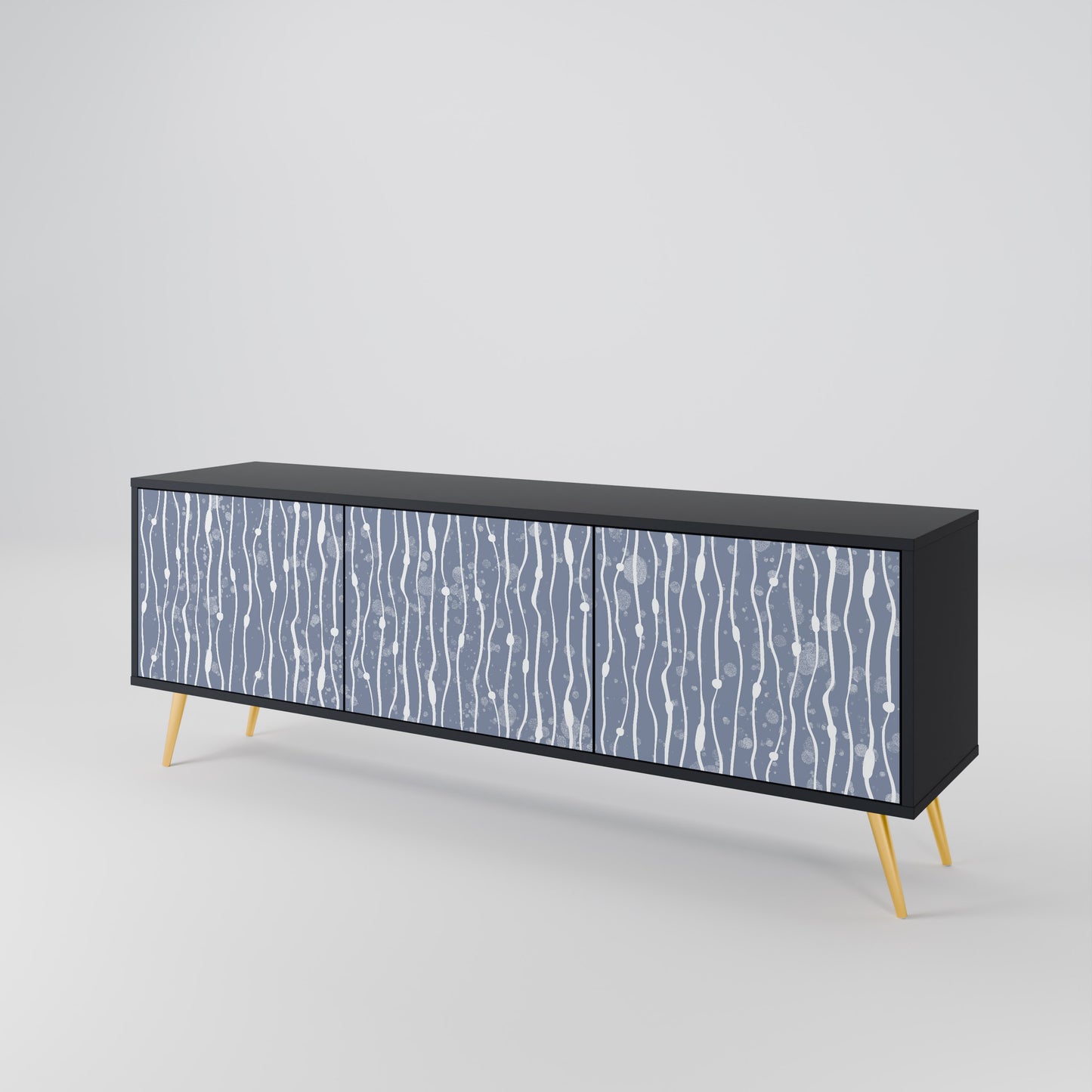 GRAPHITE RAIN 3-dörrars TV-bänk i svart finish