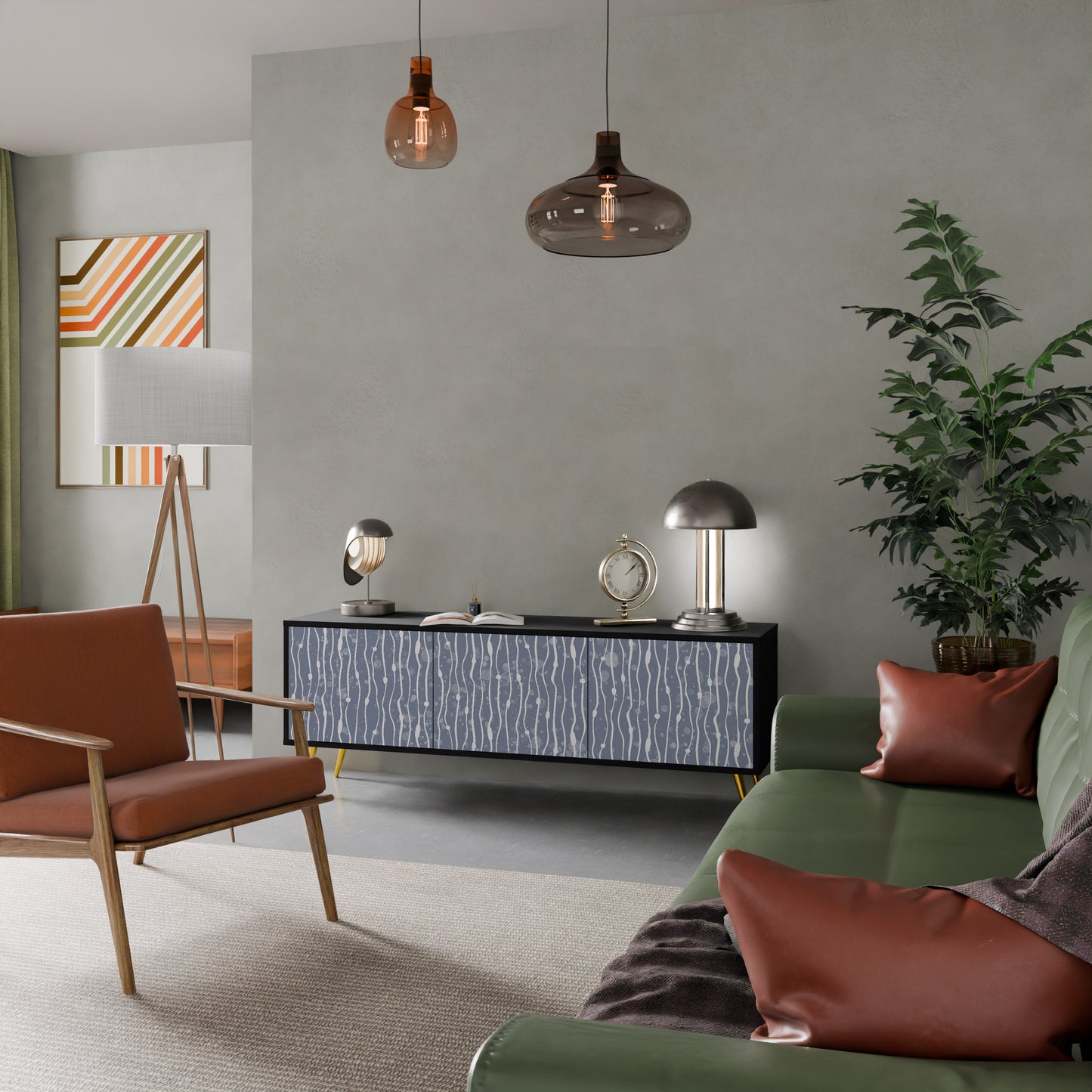 GRAPHITE RAIN 3-dörrars TV-bänk i svart finish