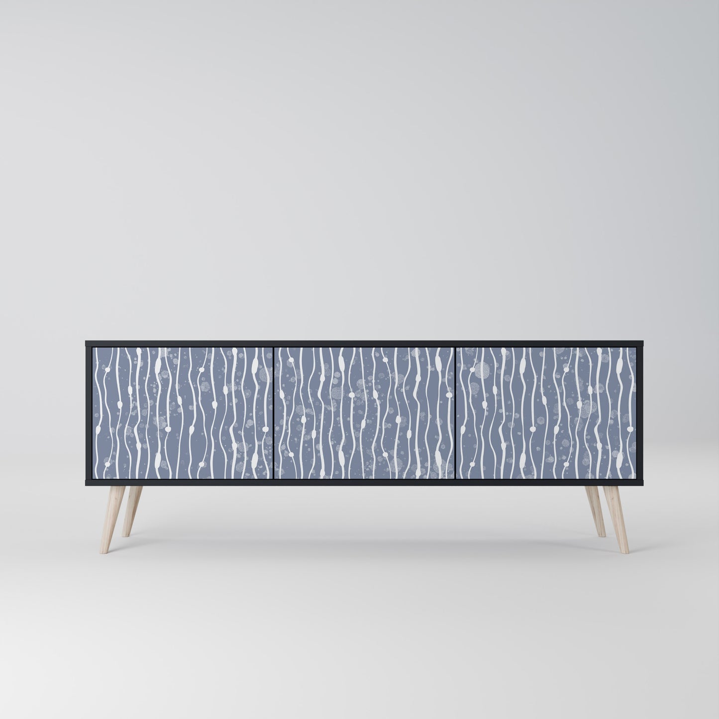 GRAPHITE RAIN 3-dörrars TV-bänk i svart finish