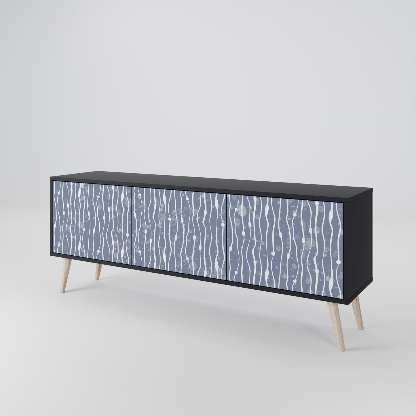 GRAPHITE RAIN 3-dörrars TV-bänk i svart finish