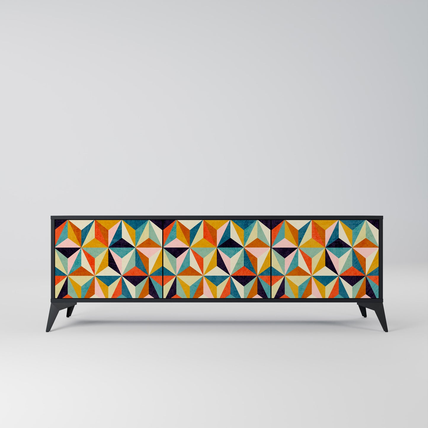 TESSELATE TREASURES 3-dörrars TV-bänk i svart finish