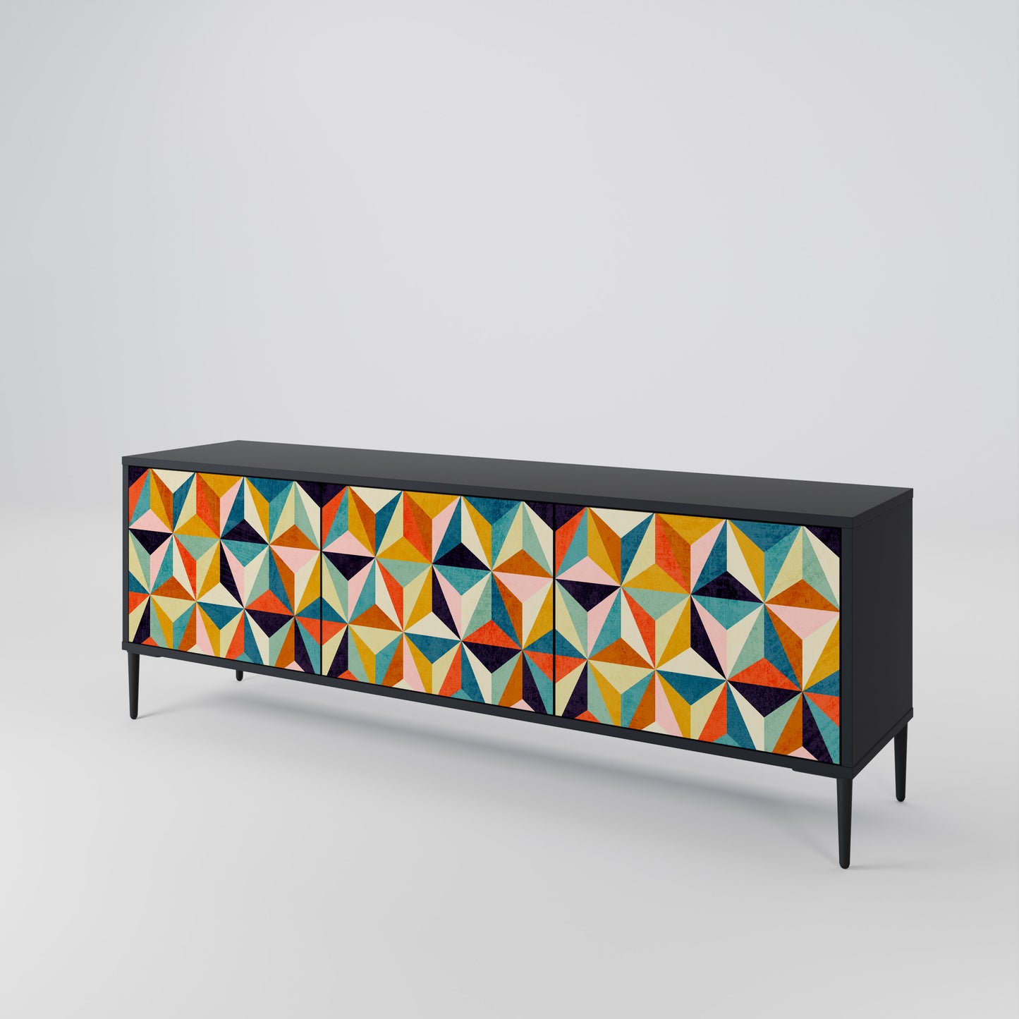 TESSELATE TREASURES 3-dörrars TV-bänk i svart finish