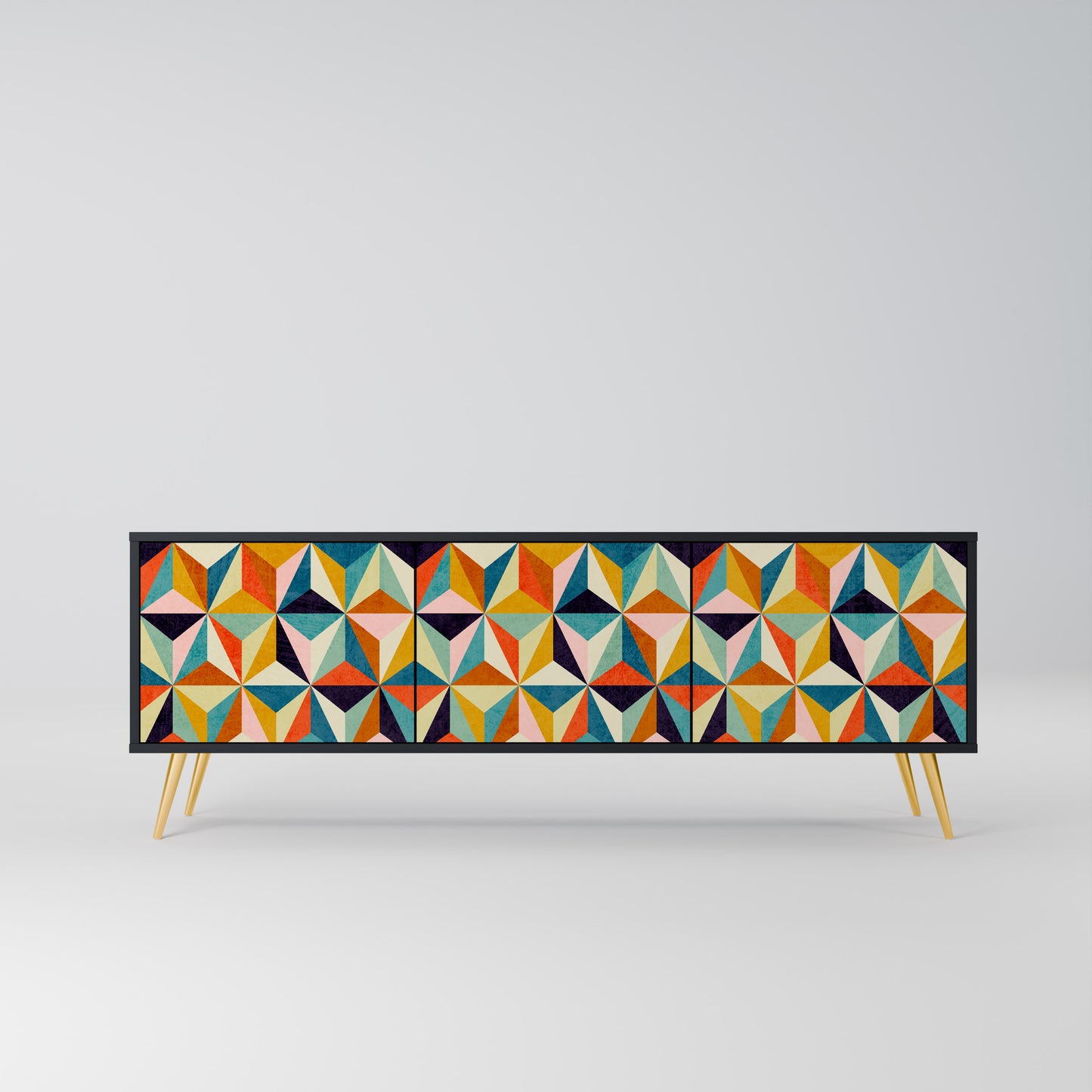 TESSELATE TREASURES 3-dörrars TV-bänk i svart finish