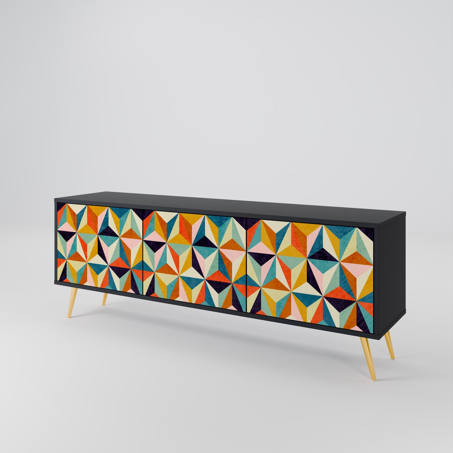 TESSELATE TREASURES 3-dörrars TV-bänk i svart finish