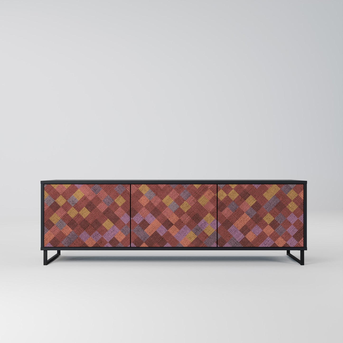 PAINTED SQUARES 3-dörrars TV-bänk i svart finish