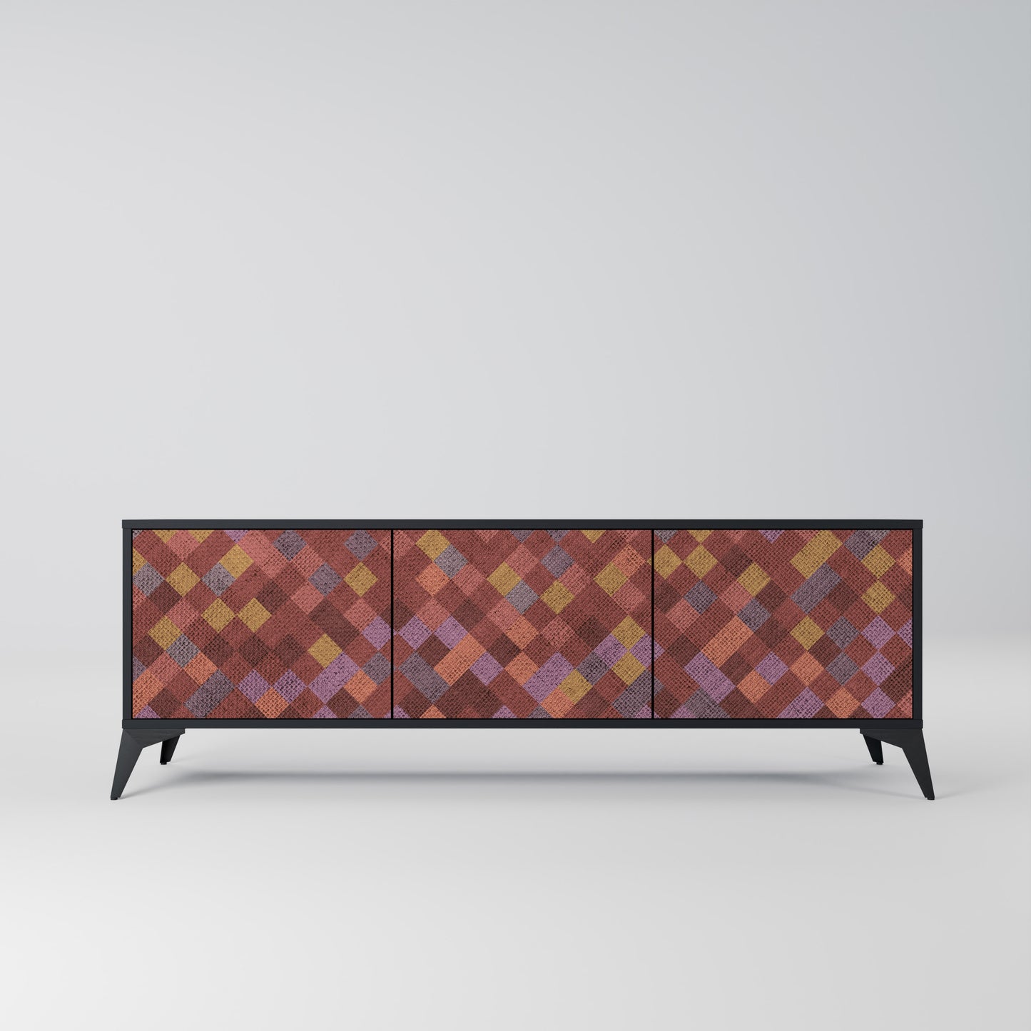 PAINTED SQUARES 3-dörrars TV-bänk i svart finish