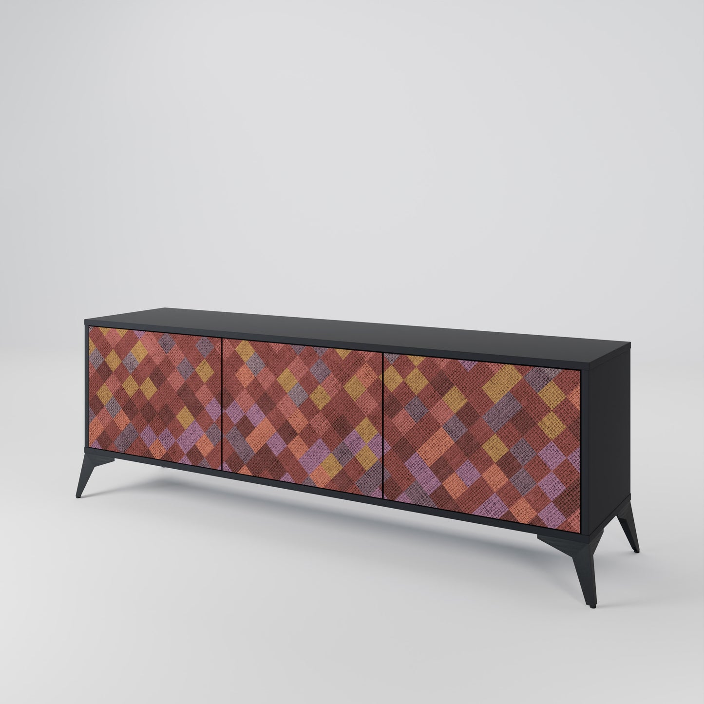 PAINTED SQUARES 3-dörrars TV-bänk i svart finish