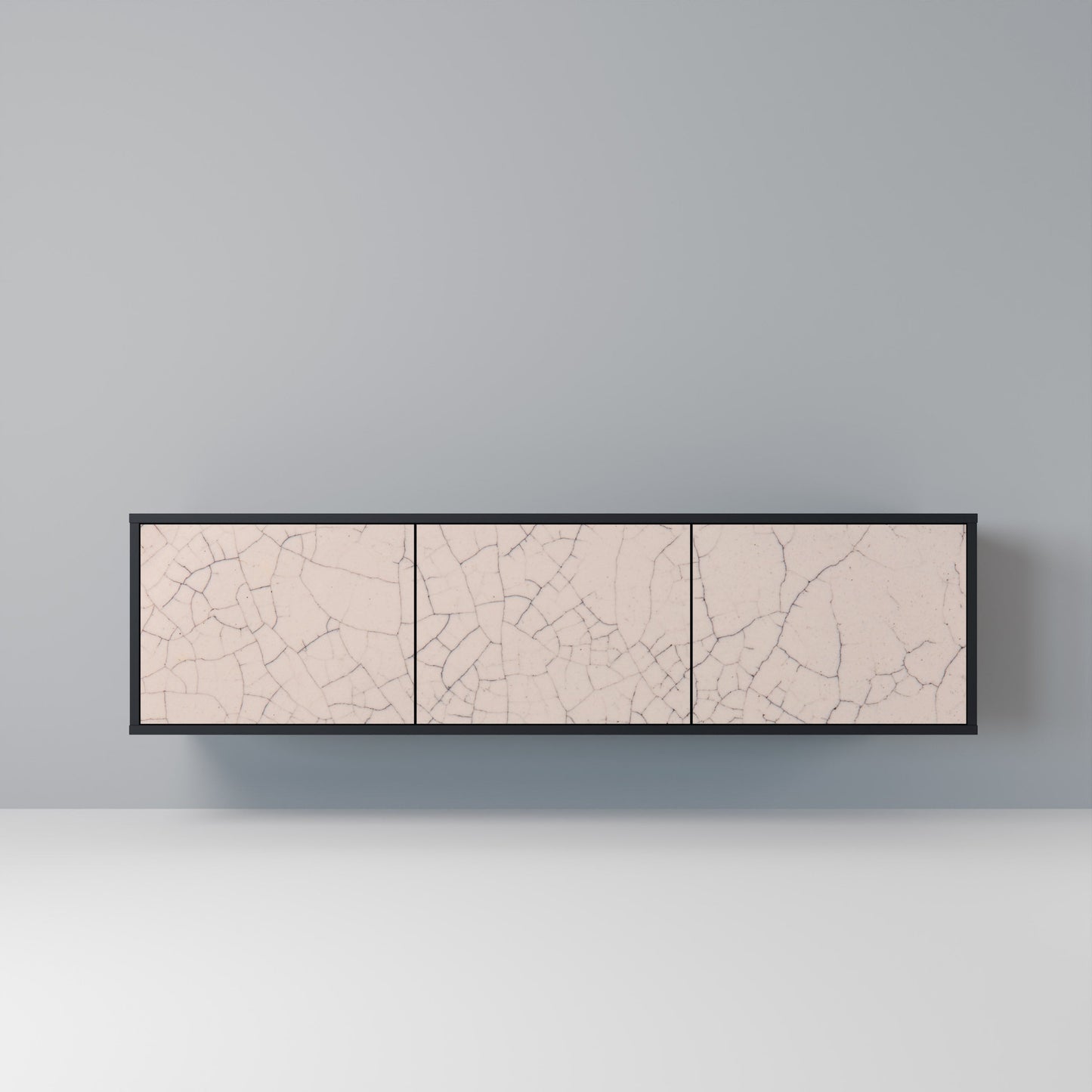 CERAMIC TEXTURE 3-dörrars TV-bänk i svart finish