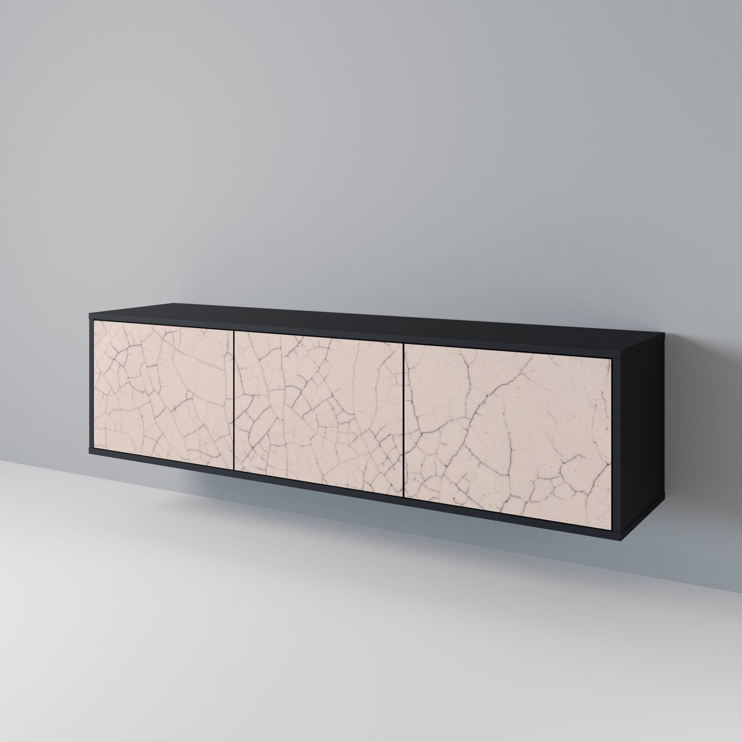 CERAMIC TEXTURE 3-dörrars TV-bänk i svart finish