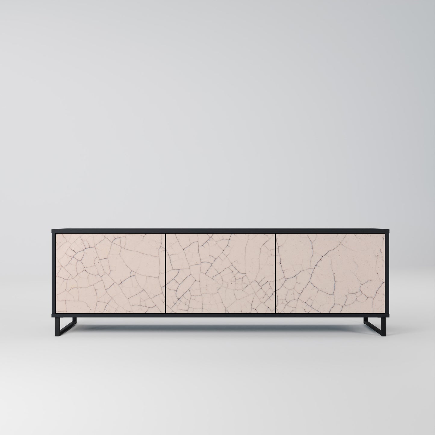 CERAMIC TEXTURE 3-dörrars TV-bänk i svart finish