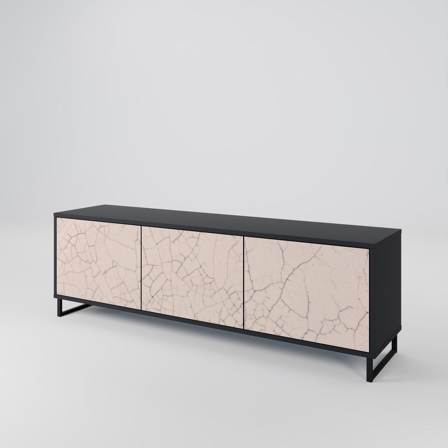 CERAMIC TEXTURE 3-dörrars TV-bänk i svart finish