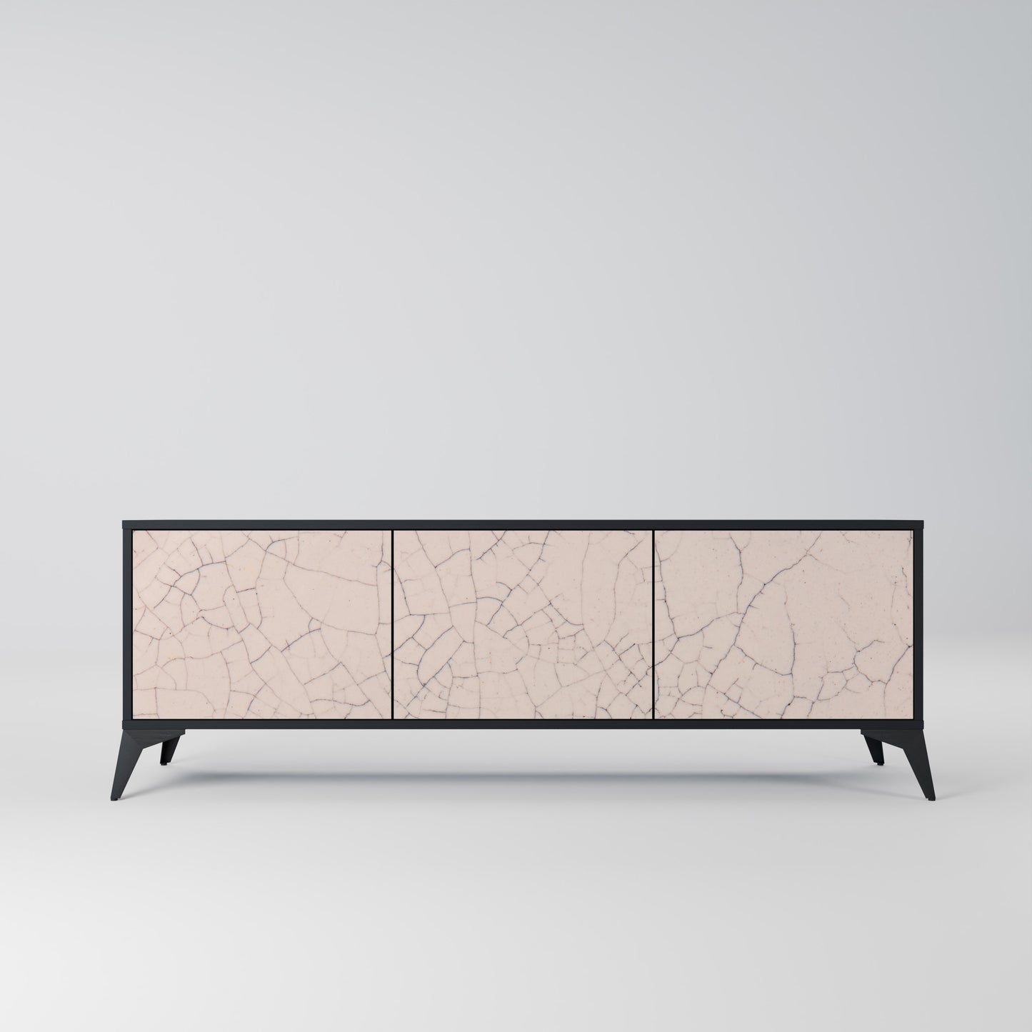 CERAMIC TEXTURE 3-dörrars TV-bänk i svart finish