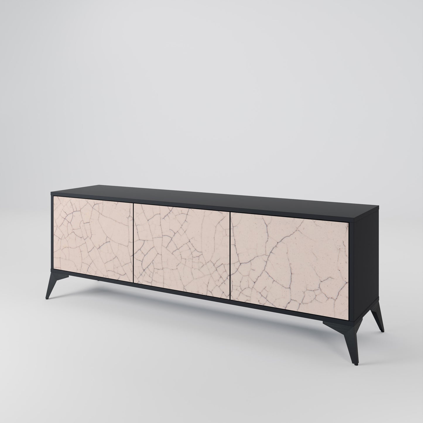 CERAMIC TEXTURE 3-dörrars TV-bänk i svart finish