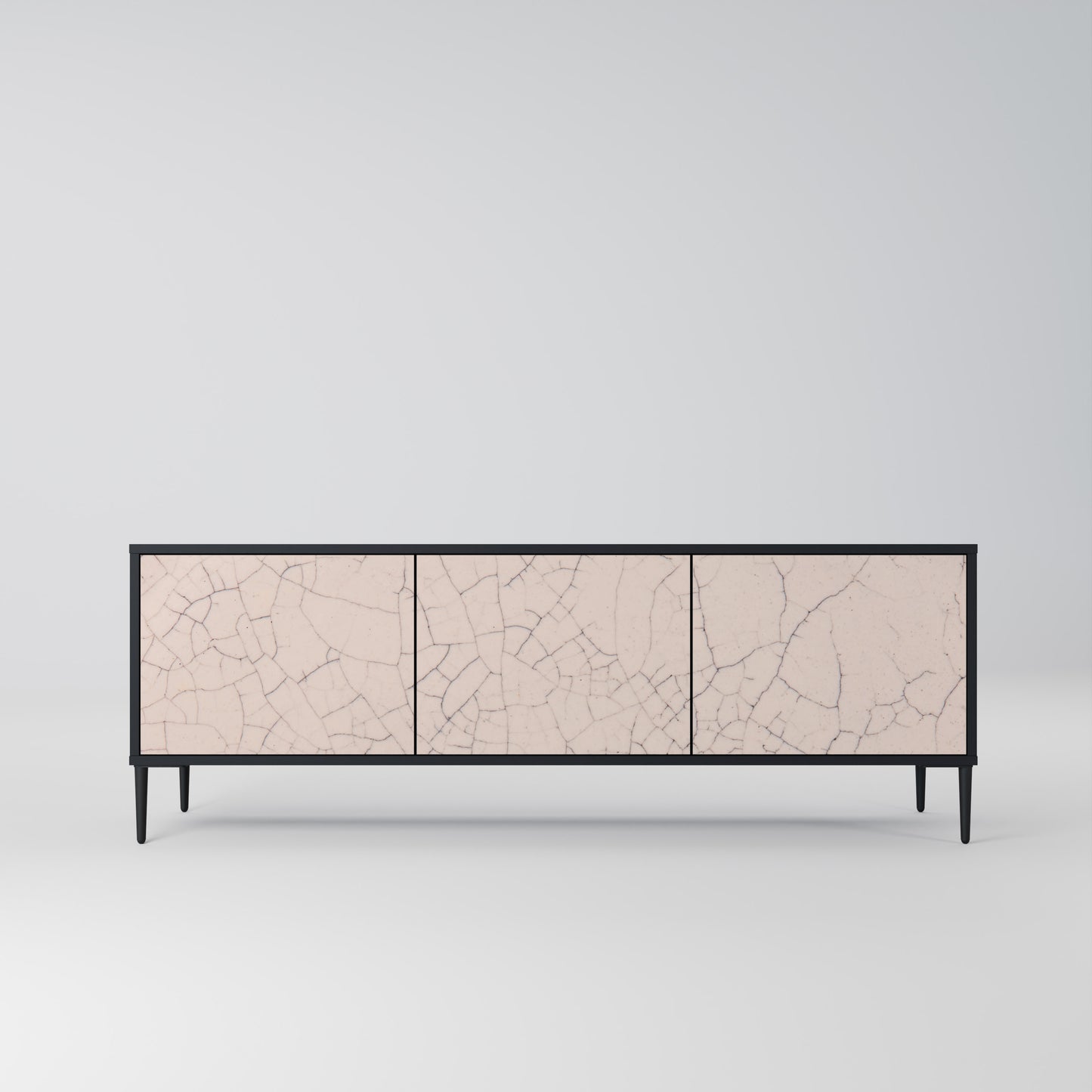 CERAMIC TEXTURE 3-dörrars TV-bänk i svart finish