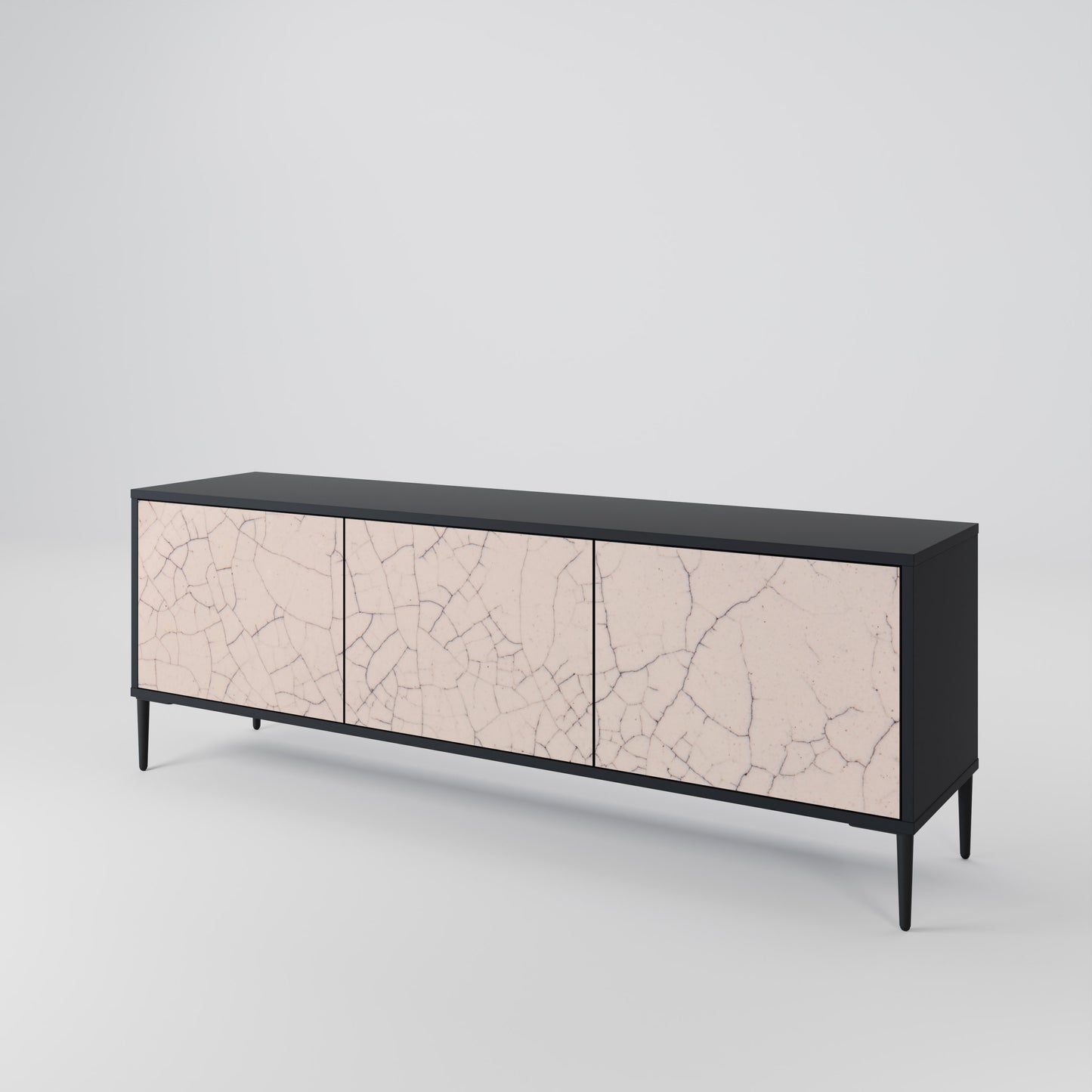 CERAMIC TEXTURE 3-dörrars TV-bänk i svart finish