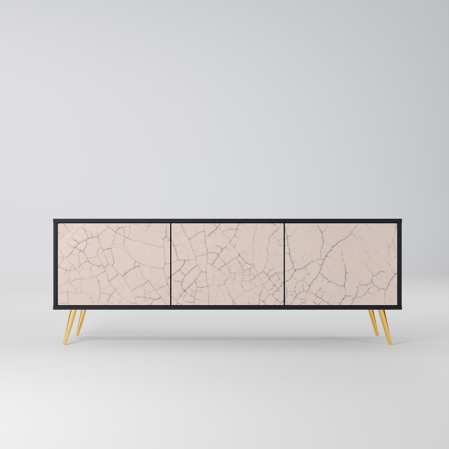 CERAMIC TEXTURE 3-dörrars TV-bänk i svart finish