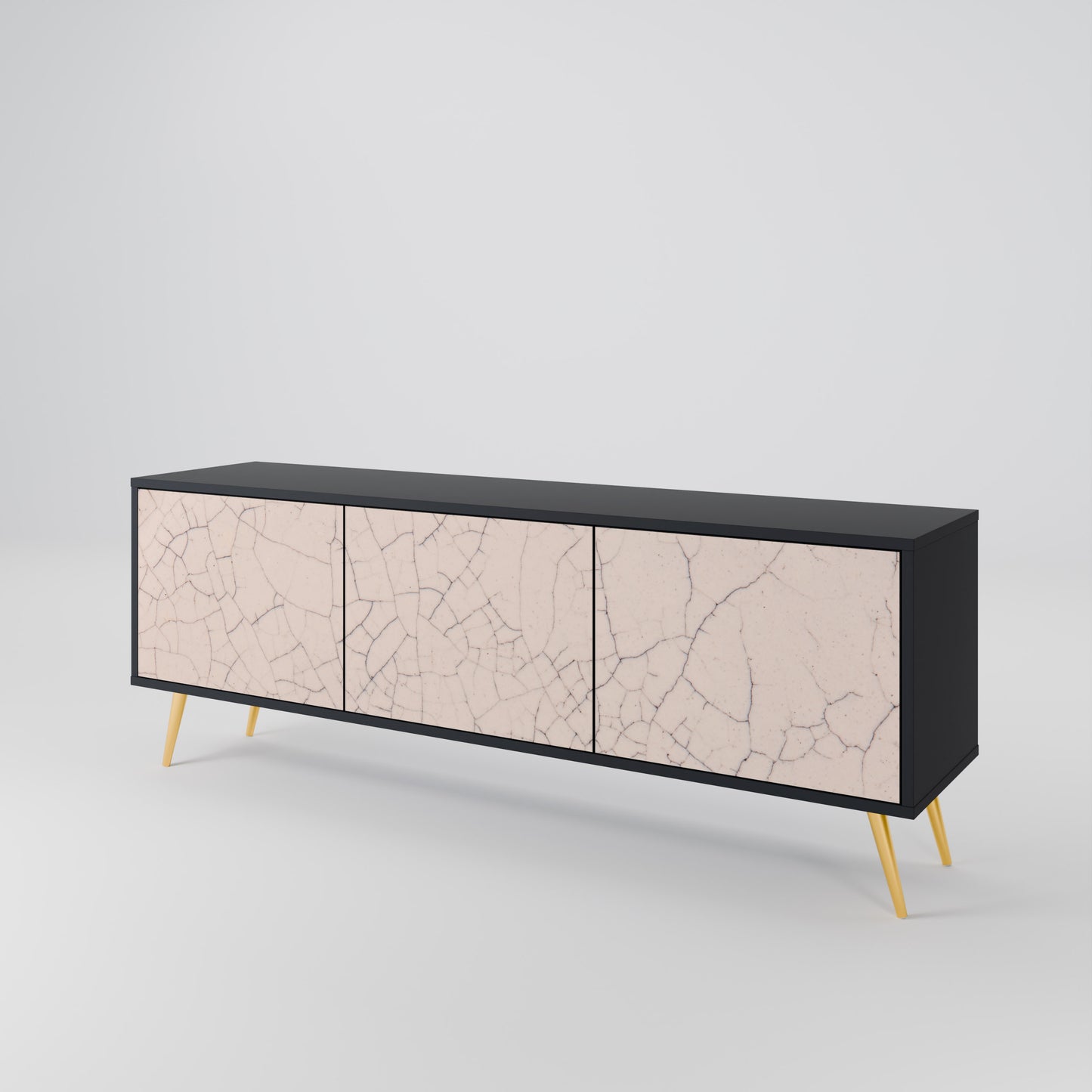 CERAMIC TEXTURE 3-dörrars TV-bänk i svart finish