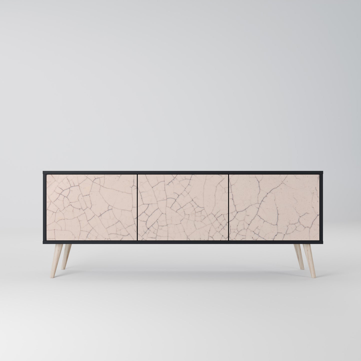CERAMIC TEXTURE 3-dörrars TV-bänk i svart finish