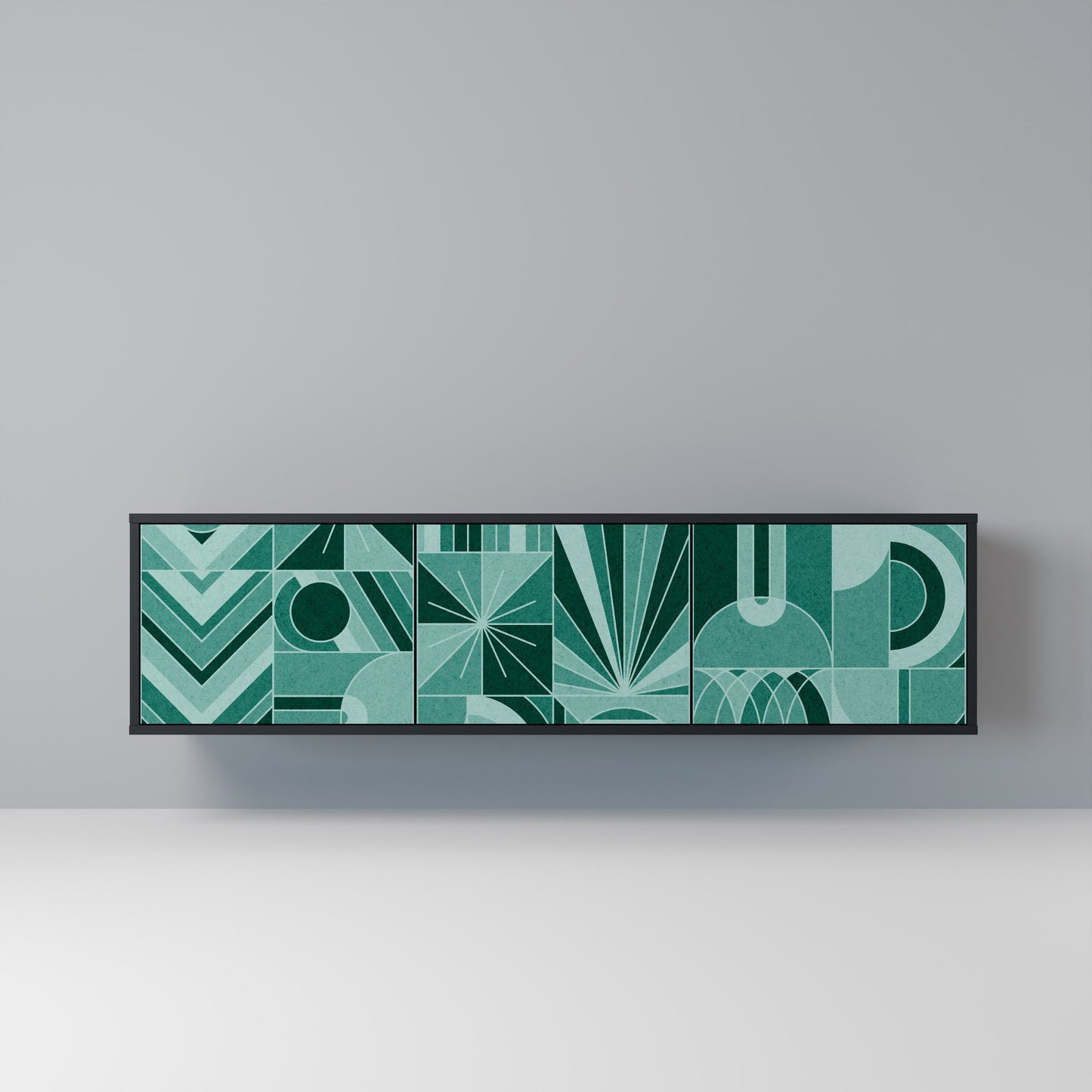 HARMONIC GRID 3-dörrars TV-bänk i svart finish