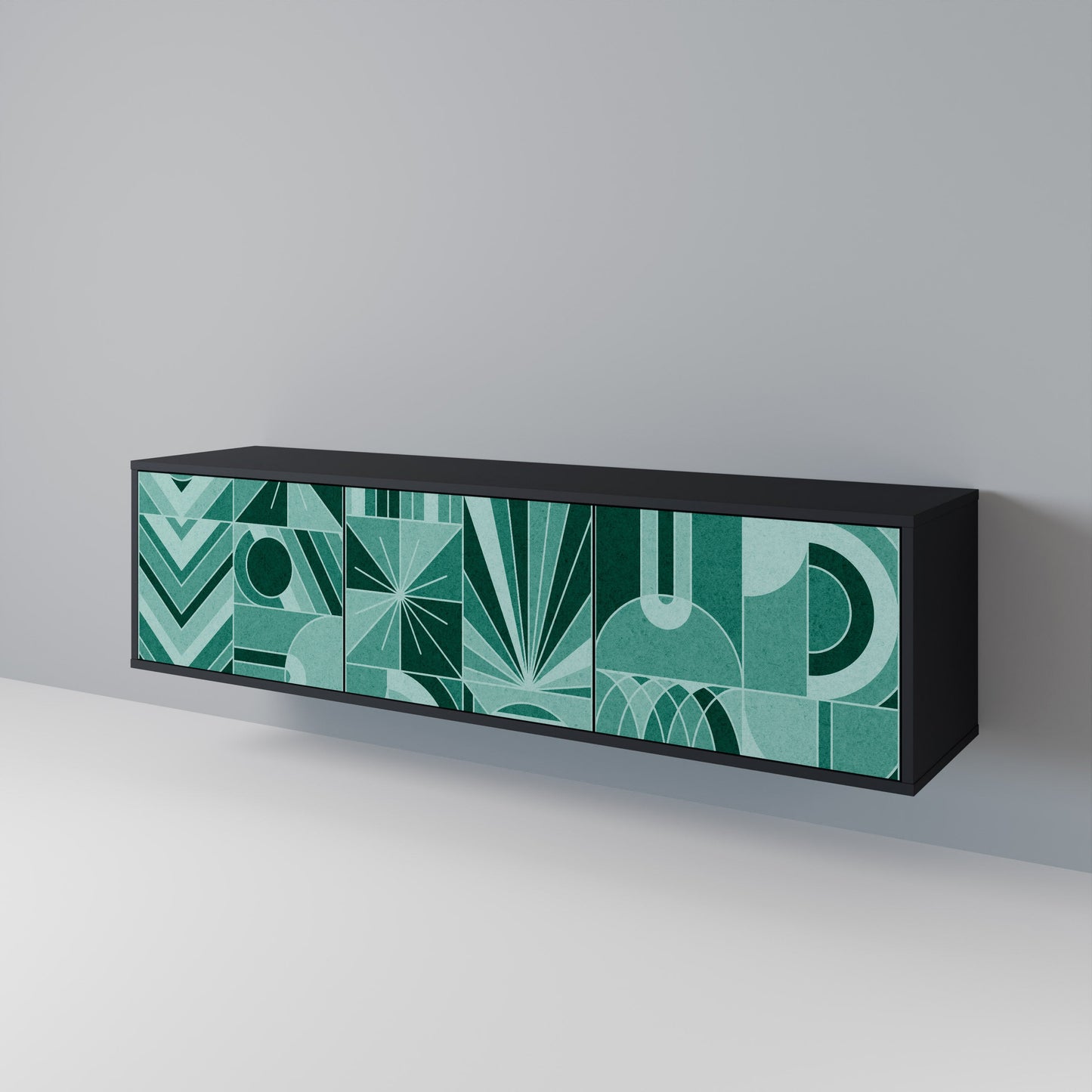 HARMONIC GRID 3-dörrars TV-bänk i svart finish