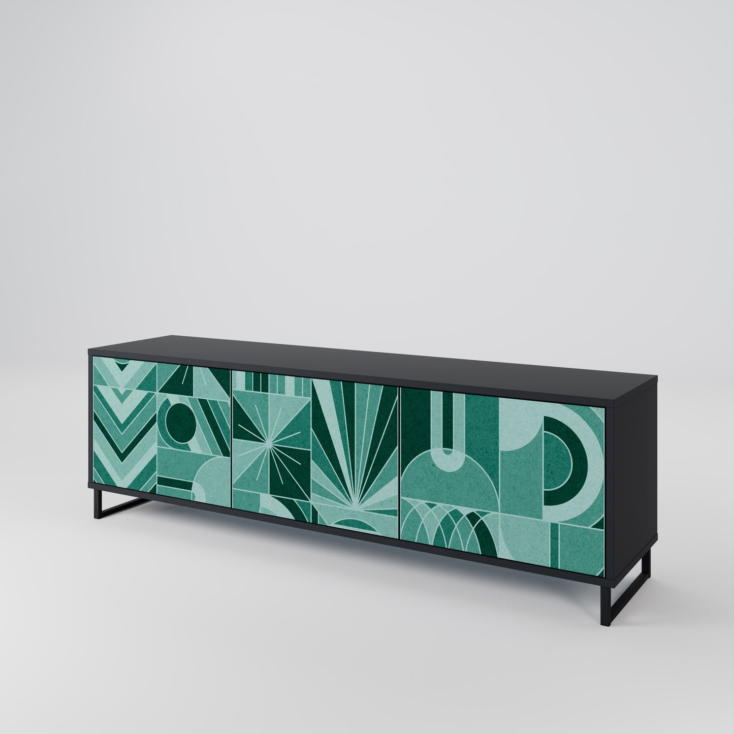 HARMONIC GRID 3-dörrars TV-bänk i svart finish