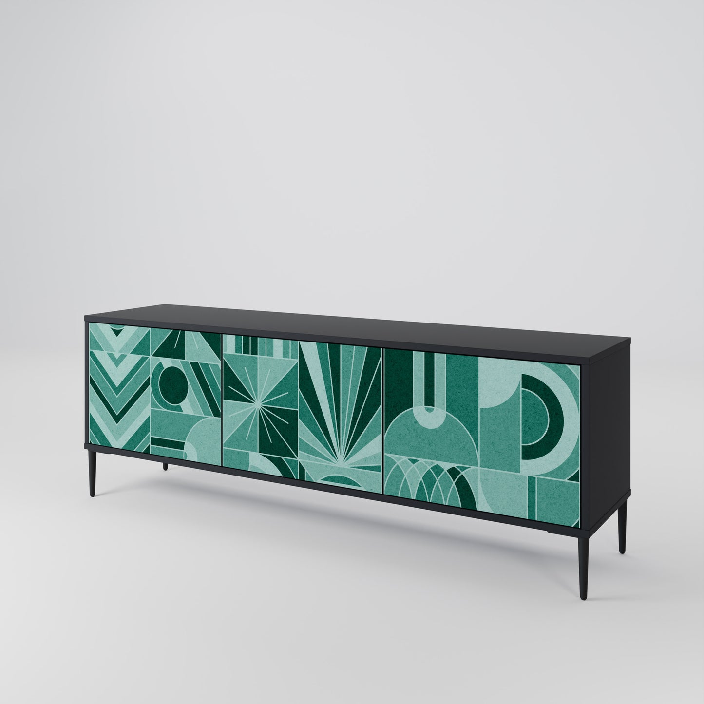 HARMONIC GRID 3-dörrars TV-bänk i svart finish