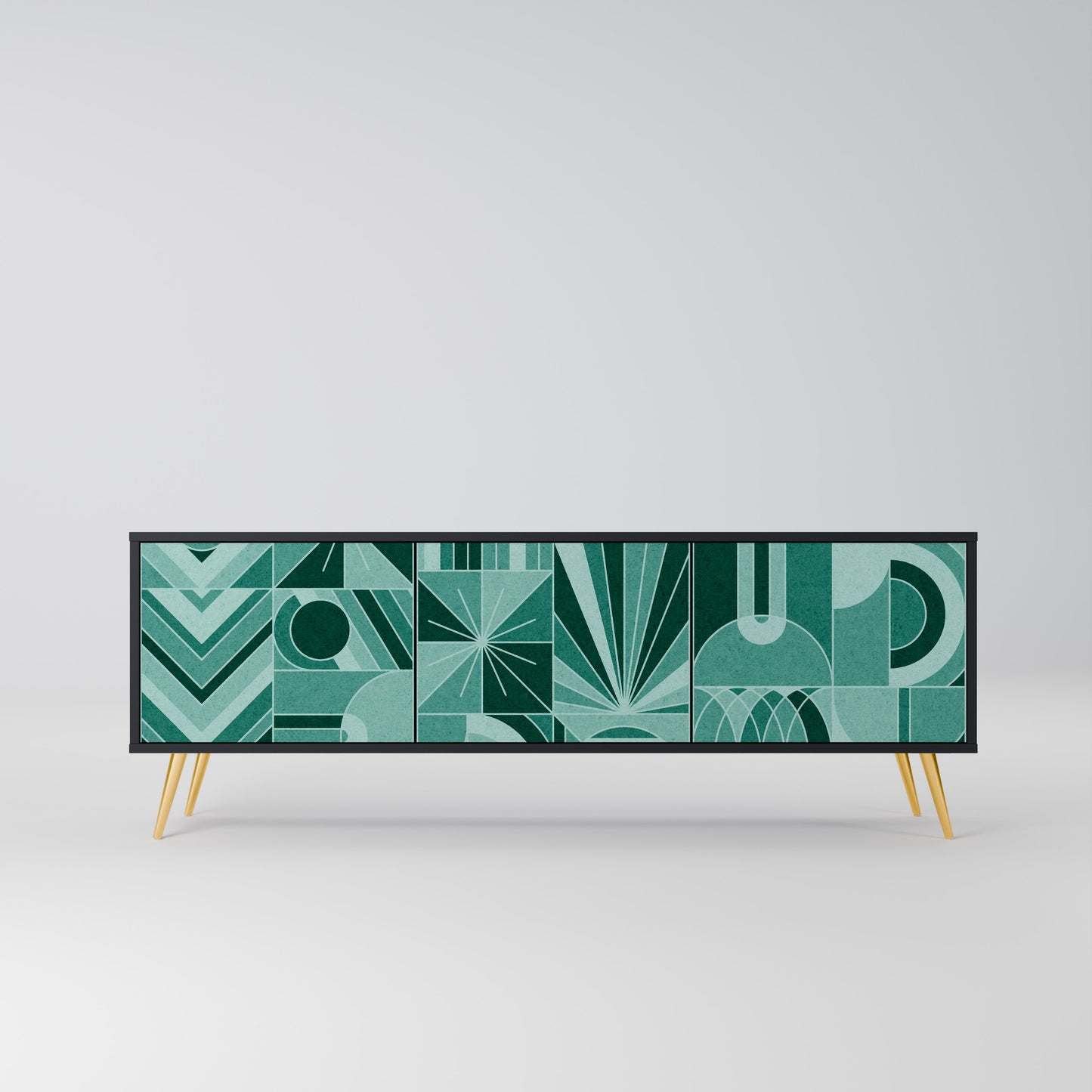 HARMONIC GRID 3-dörrars TV-bänk i svart finish