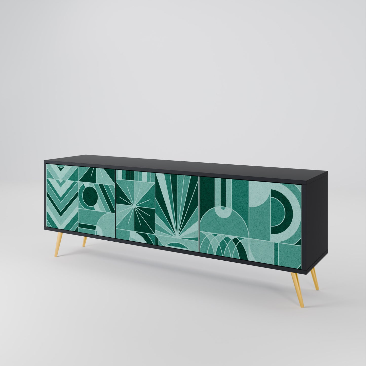 HARMONIC GRID 3-dörrars TV-bänk i svart finish