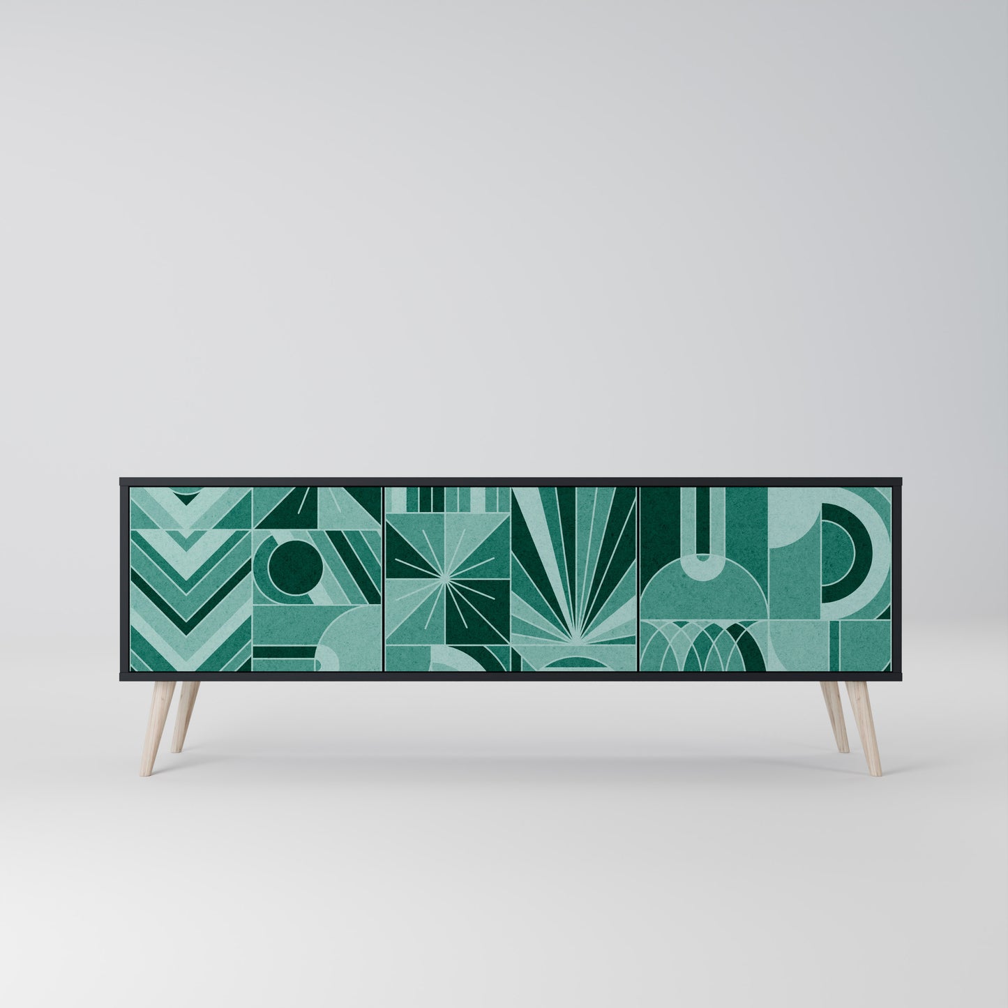 HARMONIC GRID 3-dörrars TV-bänk i svart finish