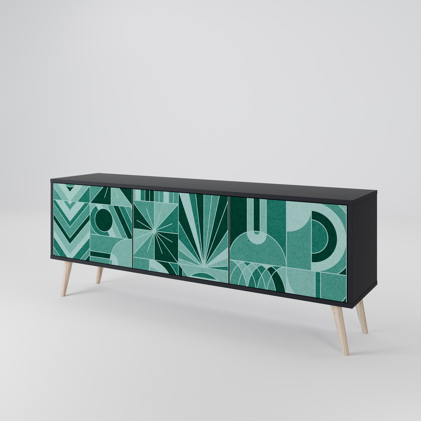 HARMONIC GRID 3-dörrars TV-bänk i svart finish