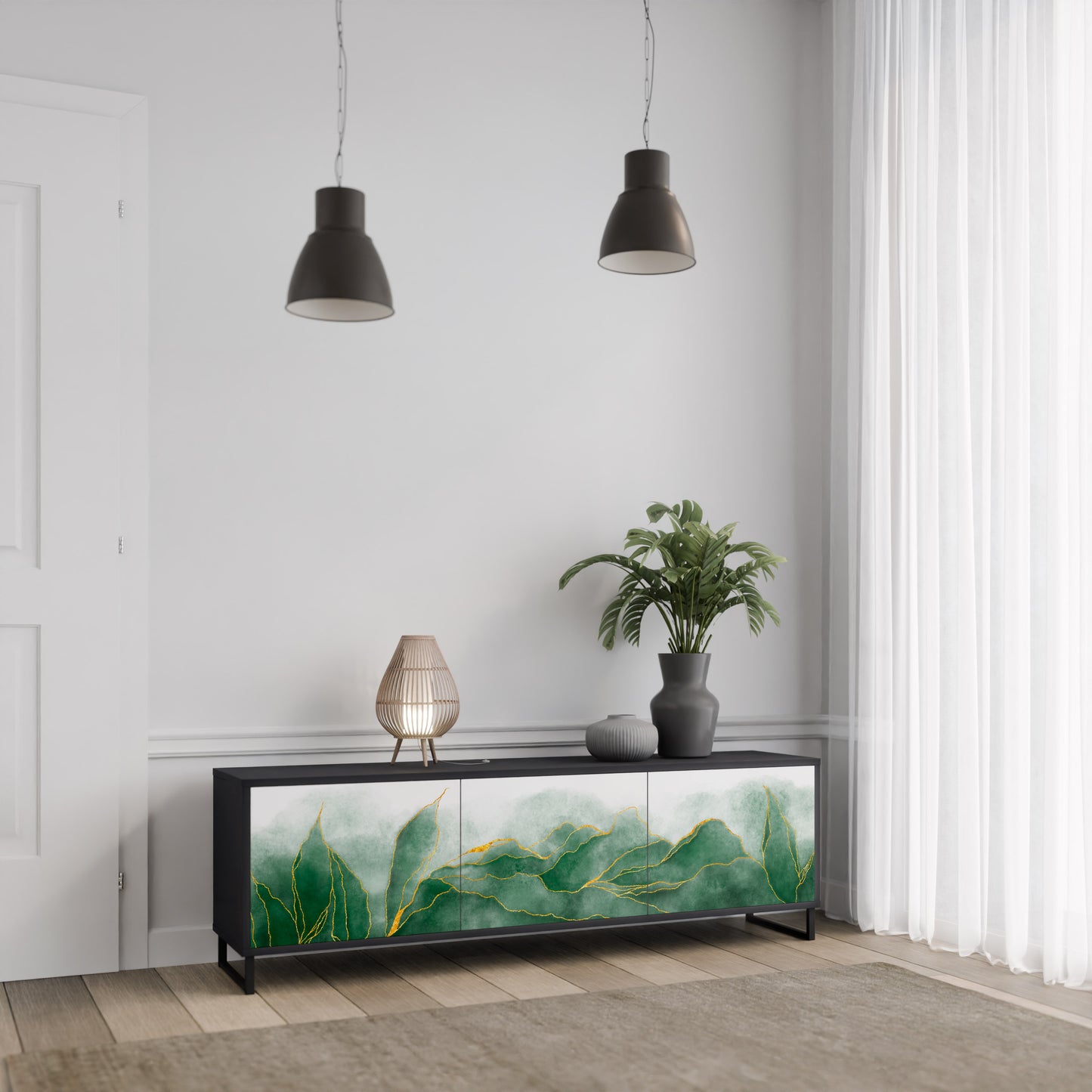 DYR NATURE 3-dörrars TV-bänk i svart finish