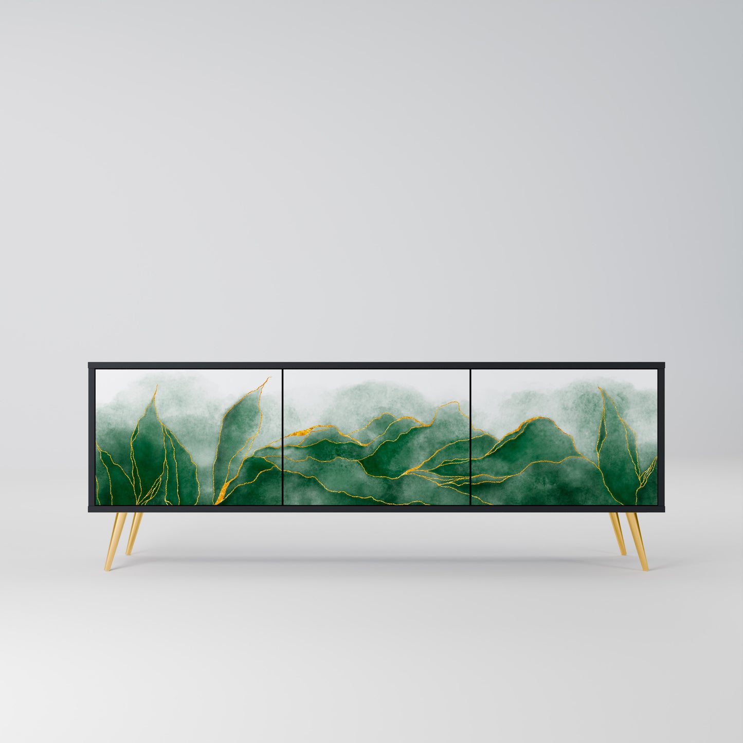 DYR NATURE 3-dörrars TV-bänk i svart finish