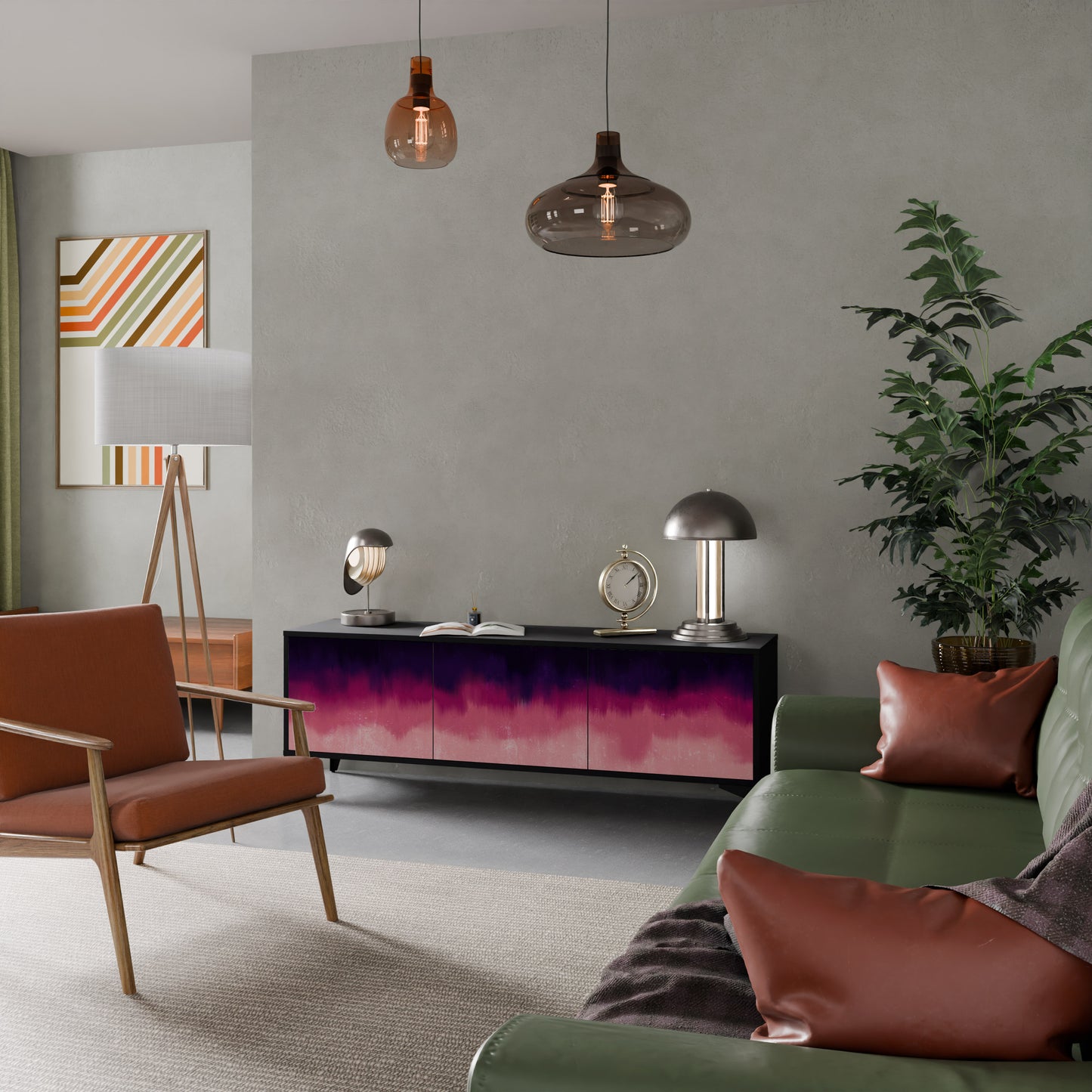 AURORA BOREALIS 3-dörrars TV-bänk i svart finish