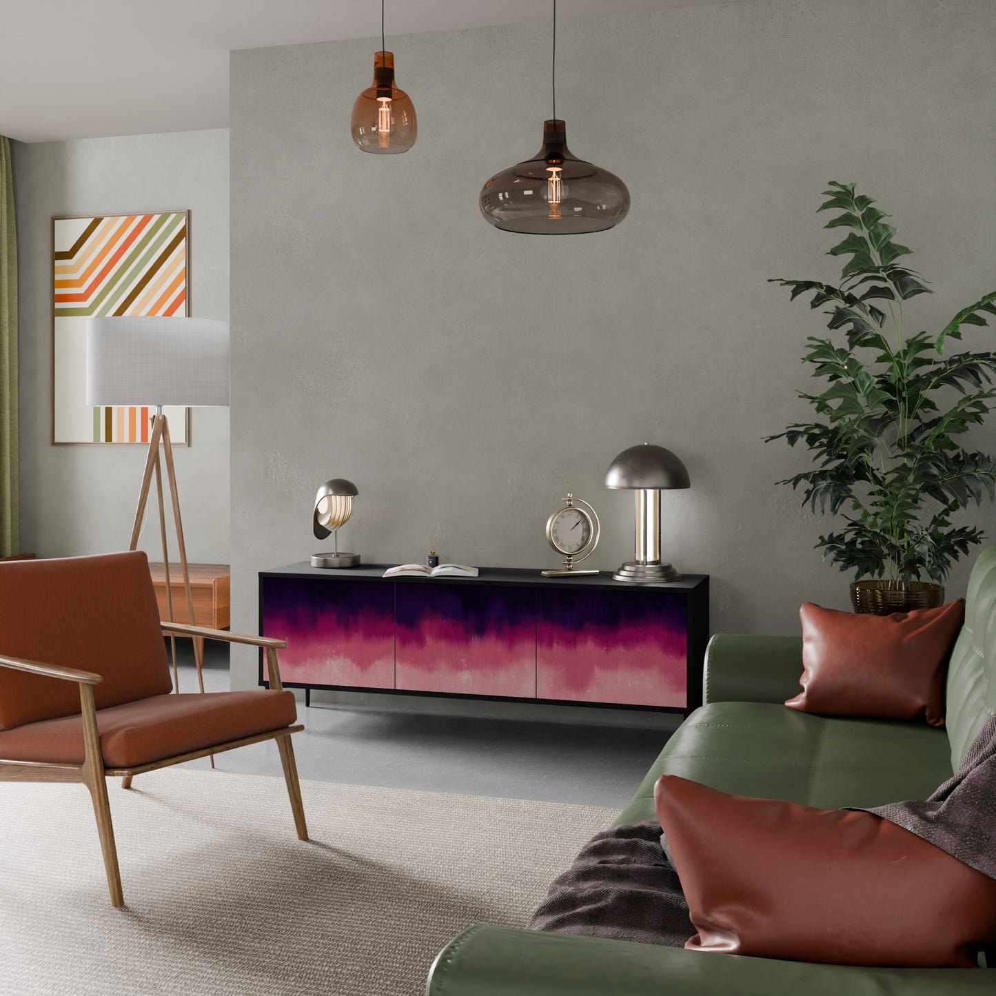 AURORA BOREALIS 3-dörrars TV-bänk i svart finish