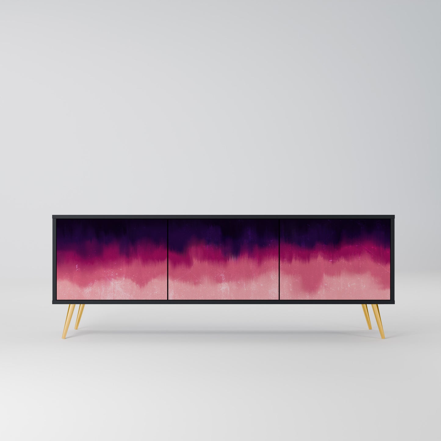 AURORA BOREALIS 3-dörrars TV-bänk i svart finish