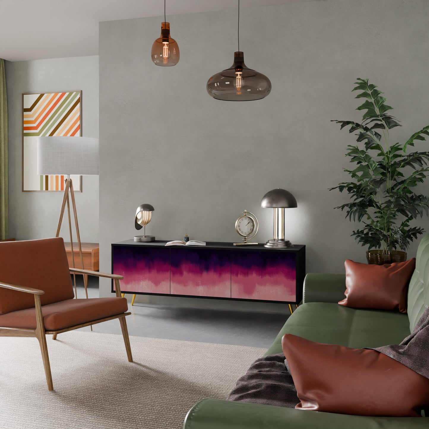AURORA BOREALIS 3-dörrars TV-bänk i svart finish