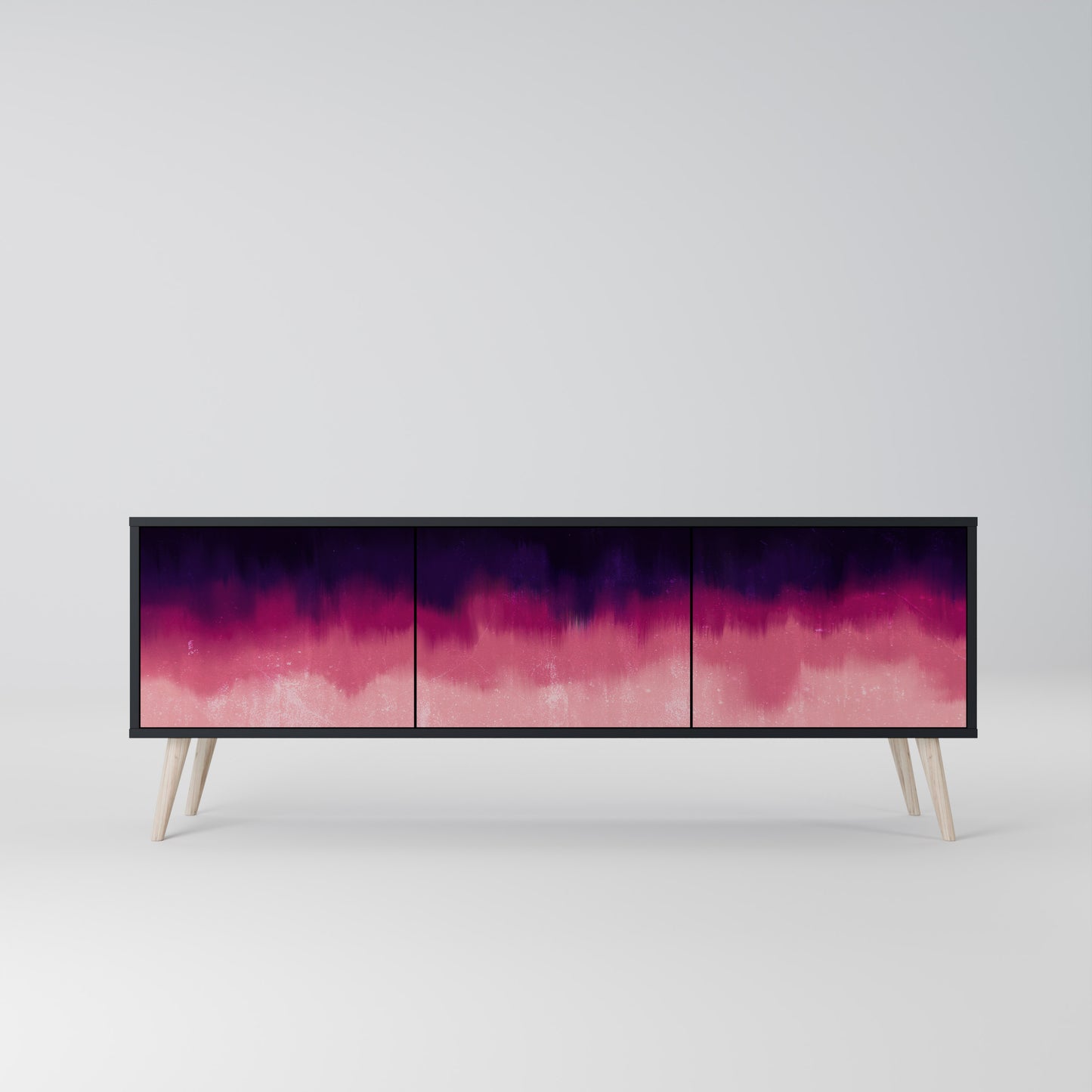 AURORA BOREALIS 3-dörrars TV-bänk i svart finish
