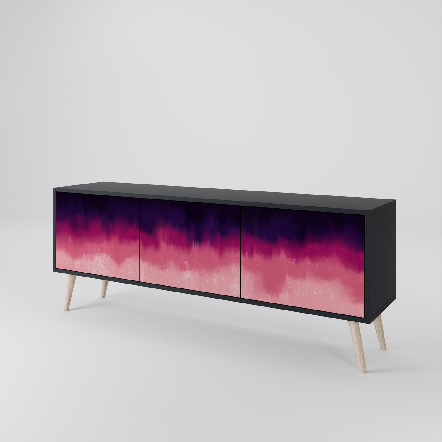 AURORA BOREALIS 3-dörrars TV-bänk i svart finish