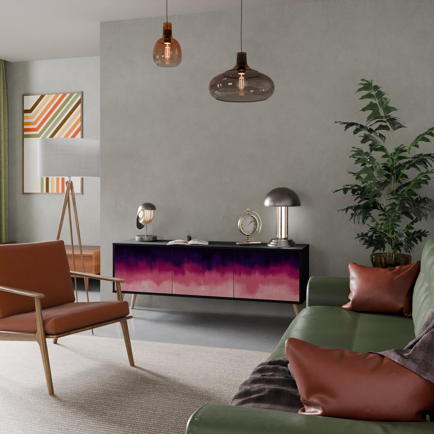 AURORA BOREALIS 3-dörrars TV-bänk i svart finish