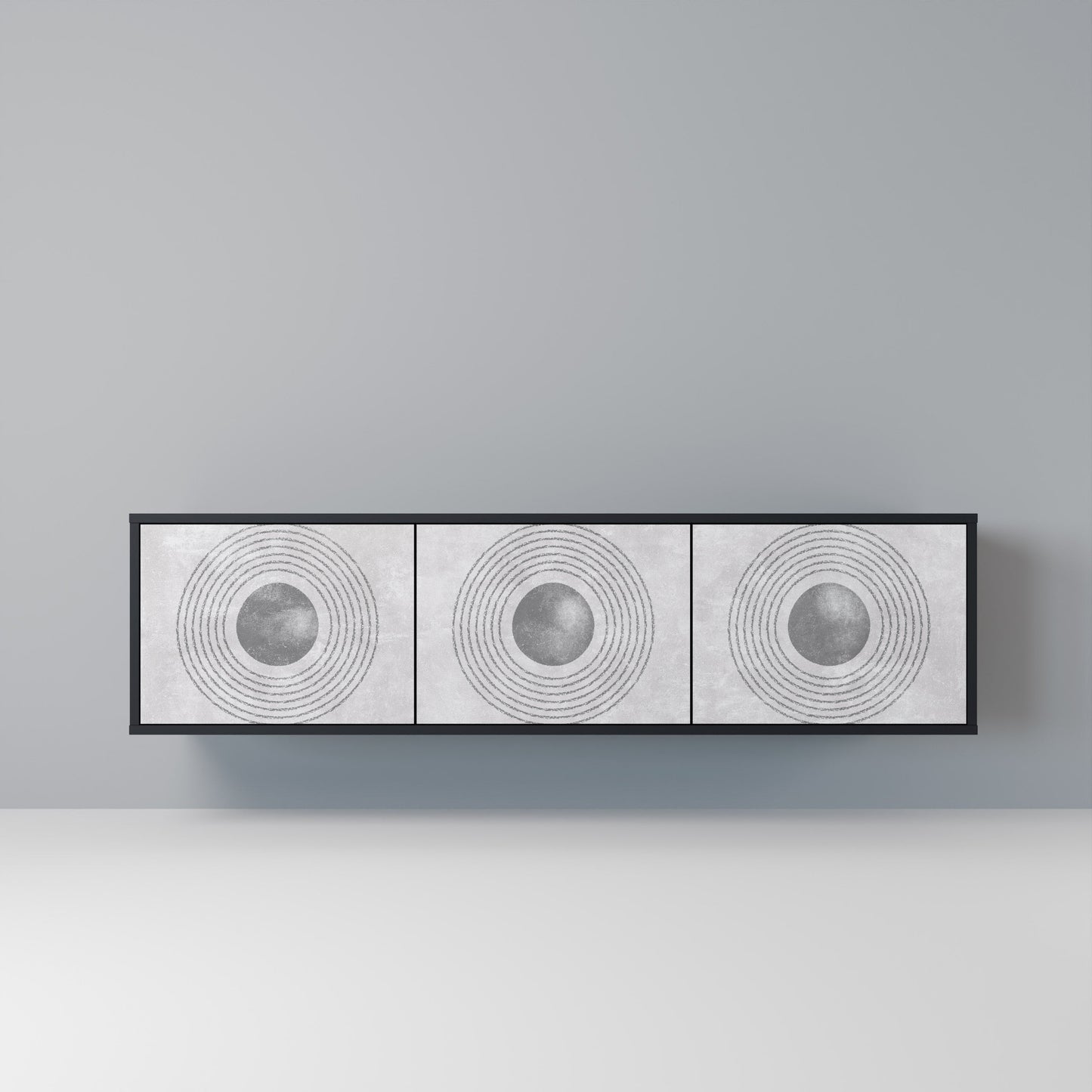 SOLID CIRCLES 3-dörrars TV-bänk i svart finish
