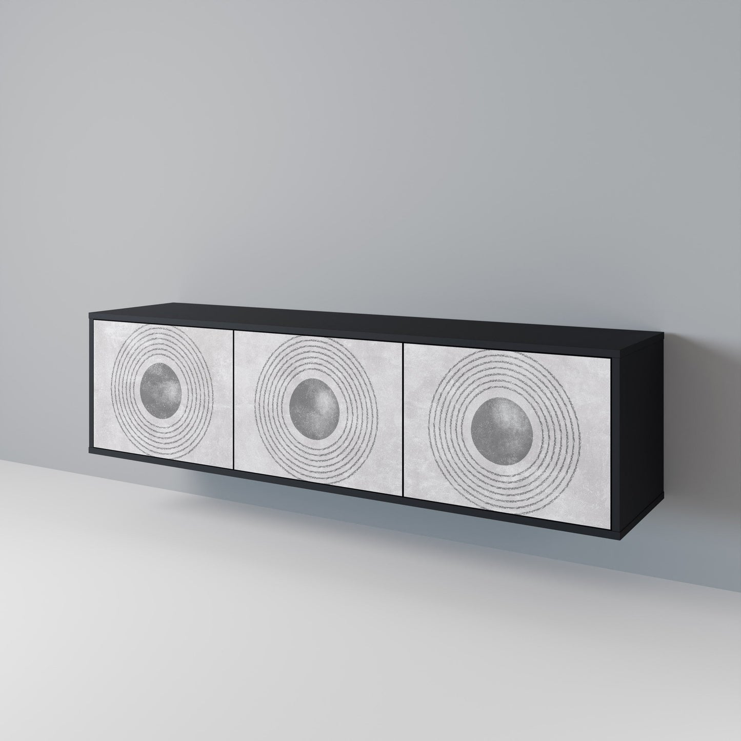 SOLID CIRCLES 3-dörrars TV-bänk i svart finish