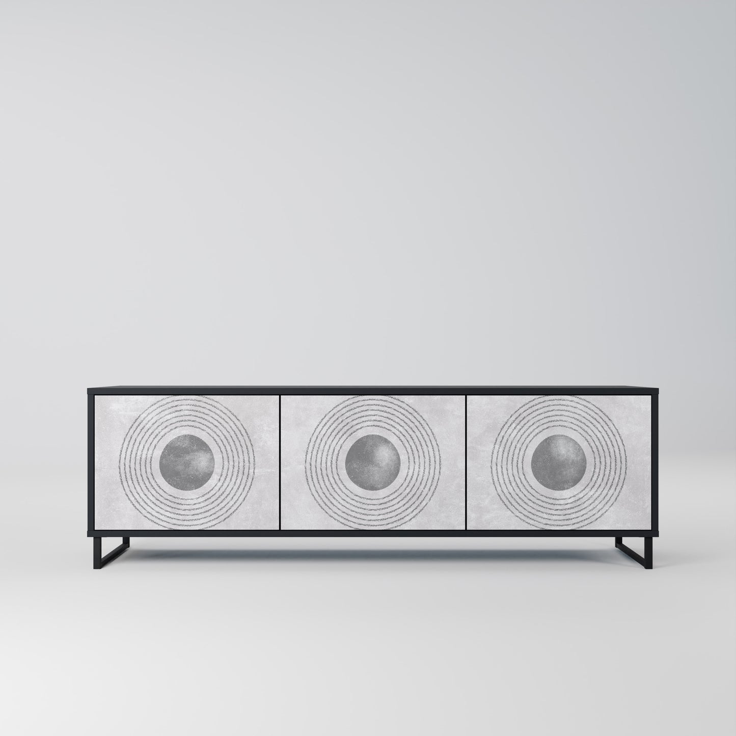 SOLID CIRCLES 3-dörrars TV-bänk i svart finish