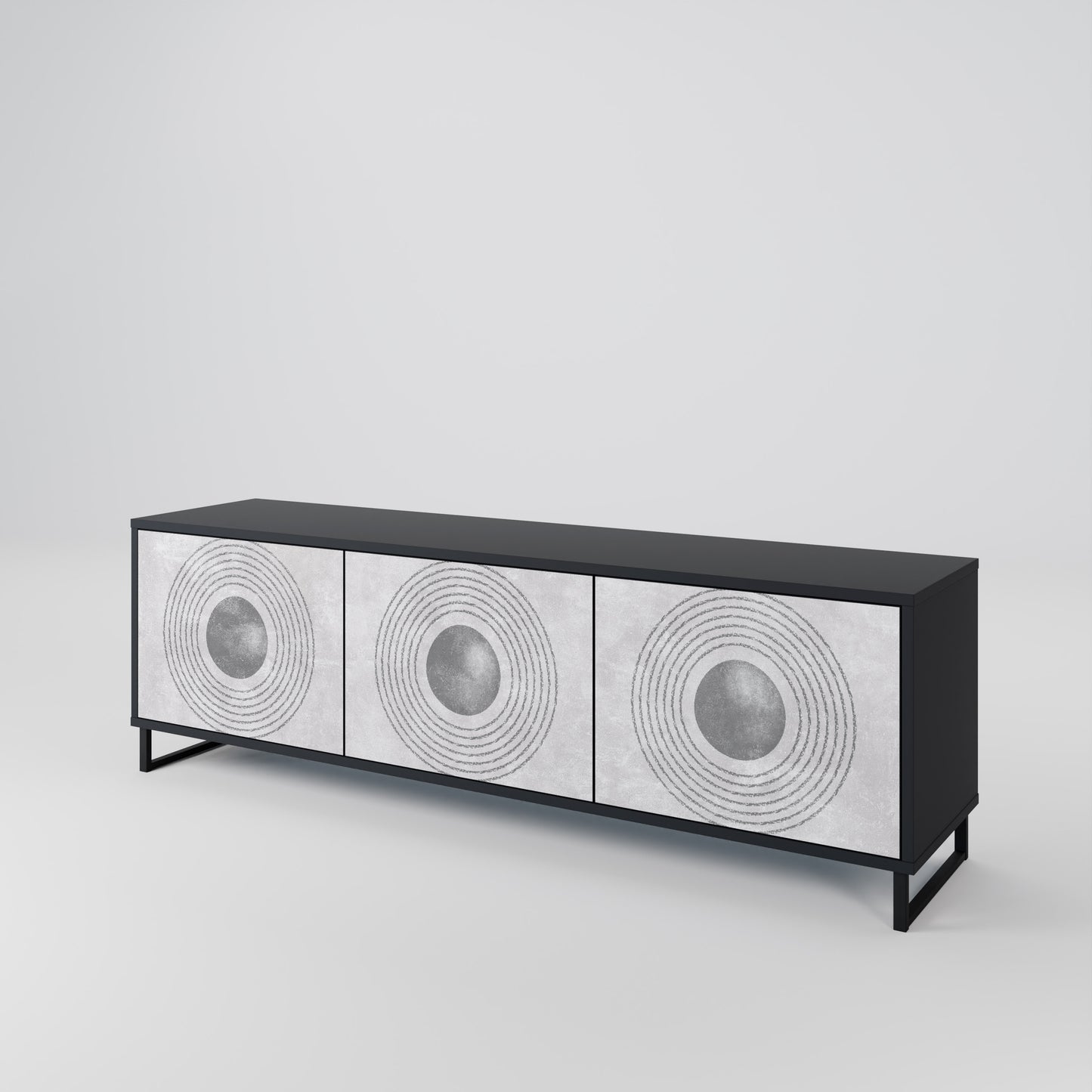 SOLID CIRCLES 3-dörrars TV-bänk i svart finish