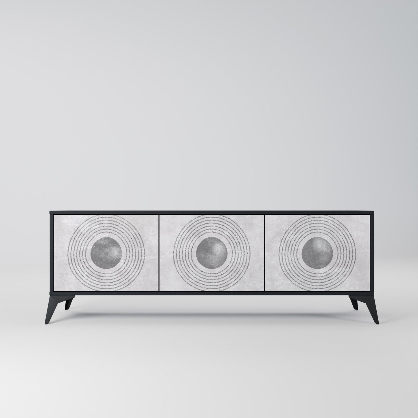 SOLID CIRCLES 3-dörrars TV-bänk i svart finish