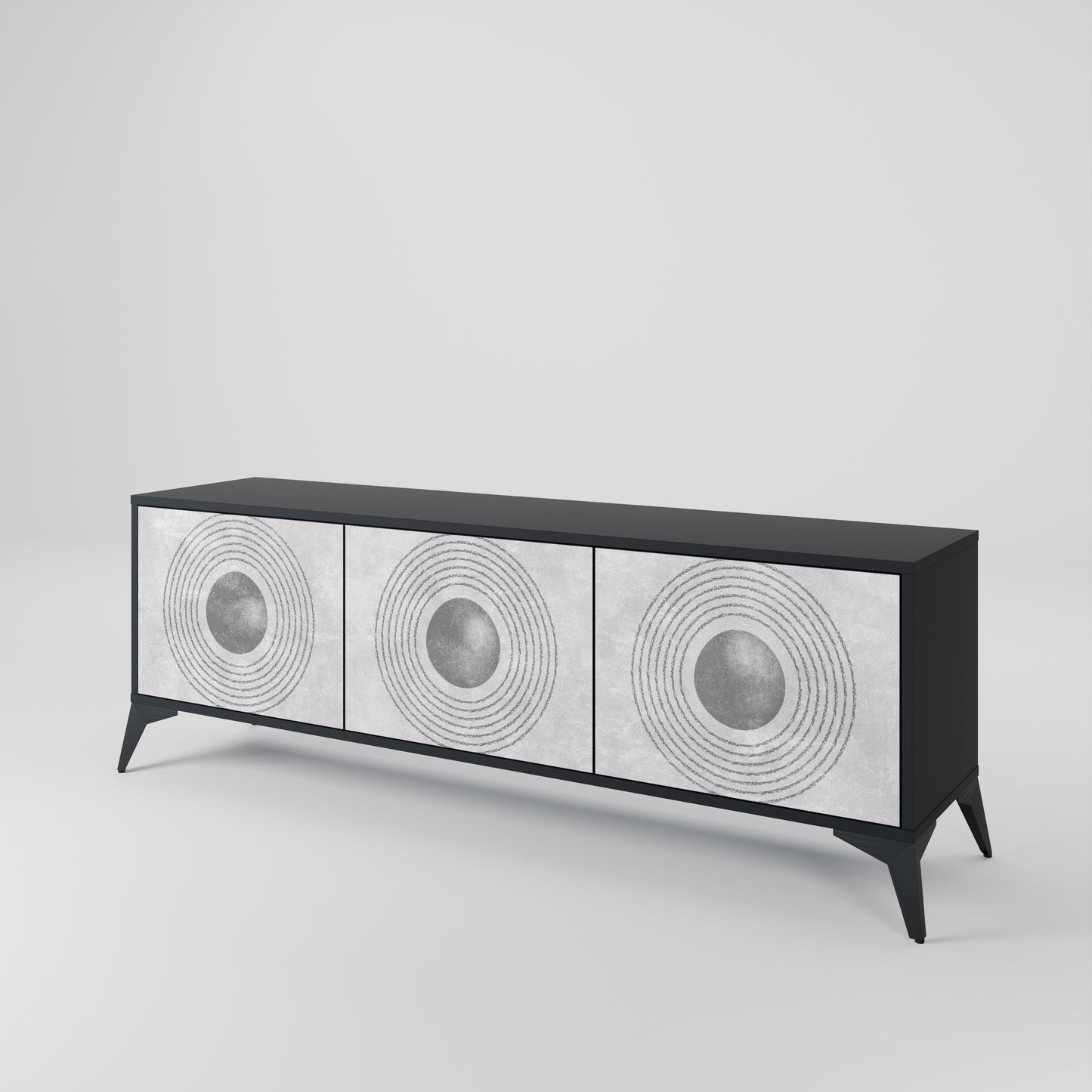 SOLID CIRCLES 3-dörrars TV-bänk i svart finish