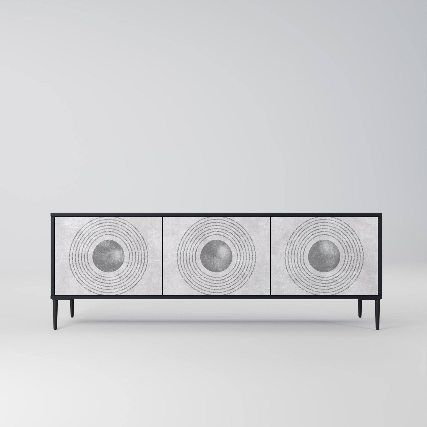 SOLID CIRCLES 3-dörrars TV-bänk i svart finish