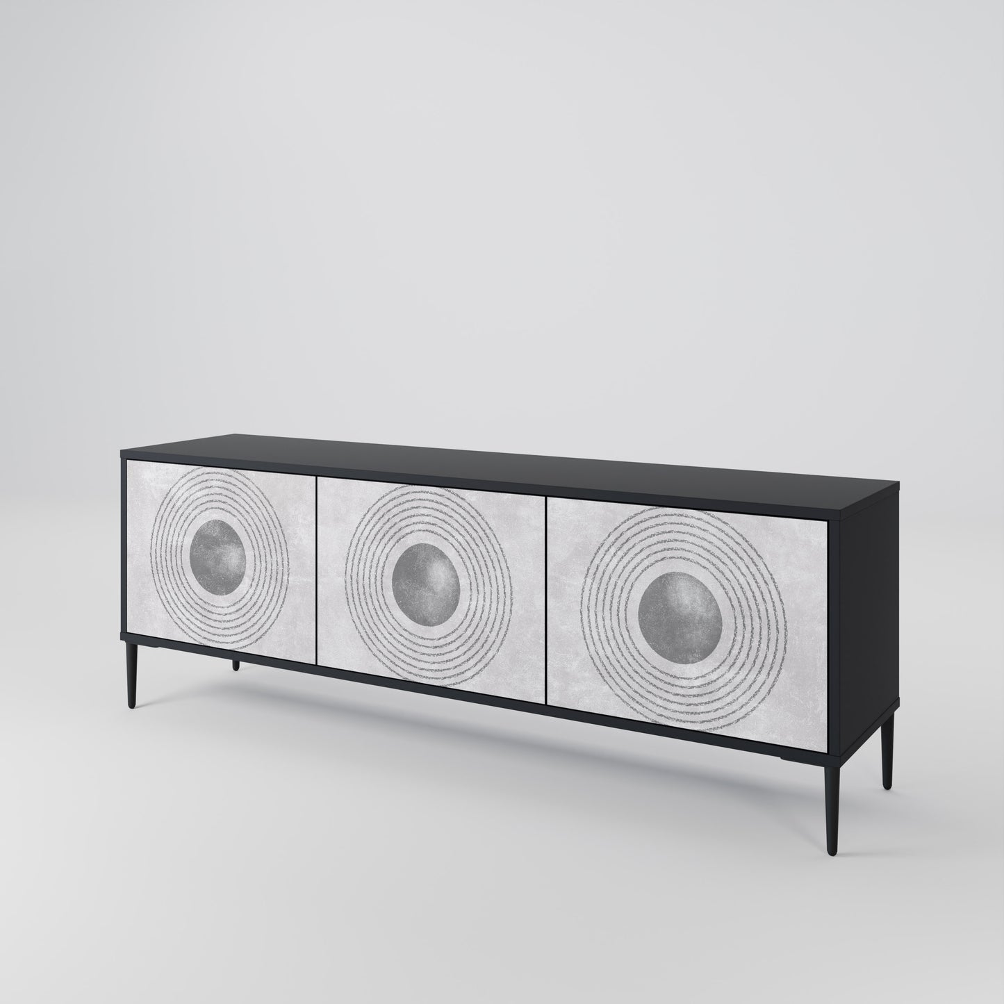 SOLID CIRCLES 3-dörrars TV-bänk i svart finish